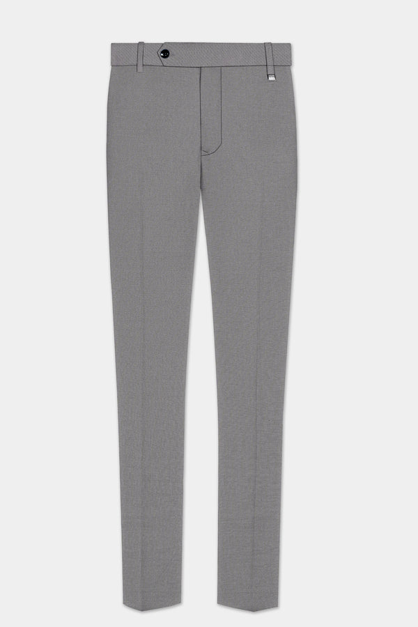 Vampire Gray Textured Wool Blend Stretchable Waistband Pant