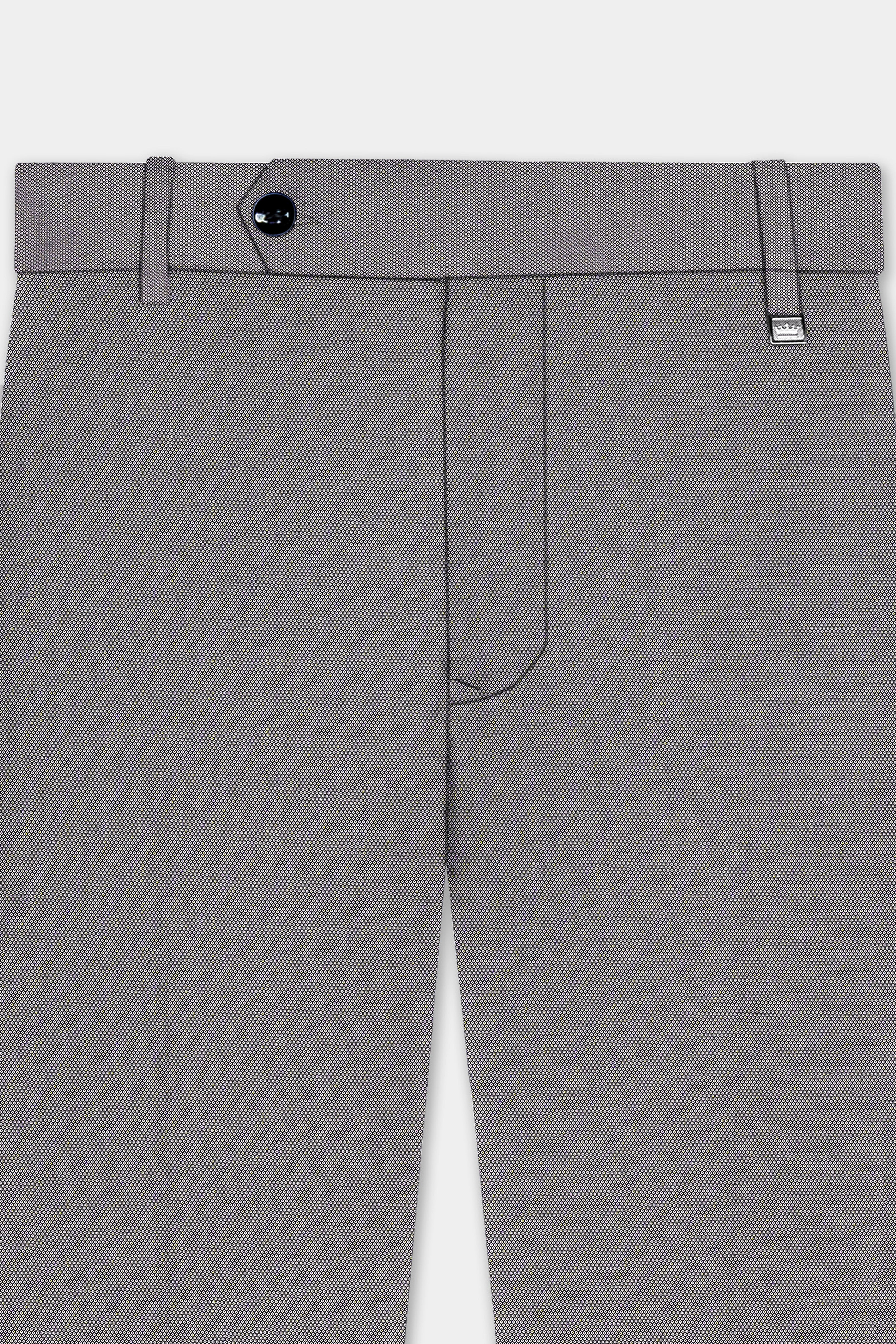 Vampire Gray Textured Wool Blend Stretchable Waistband Pant