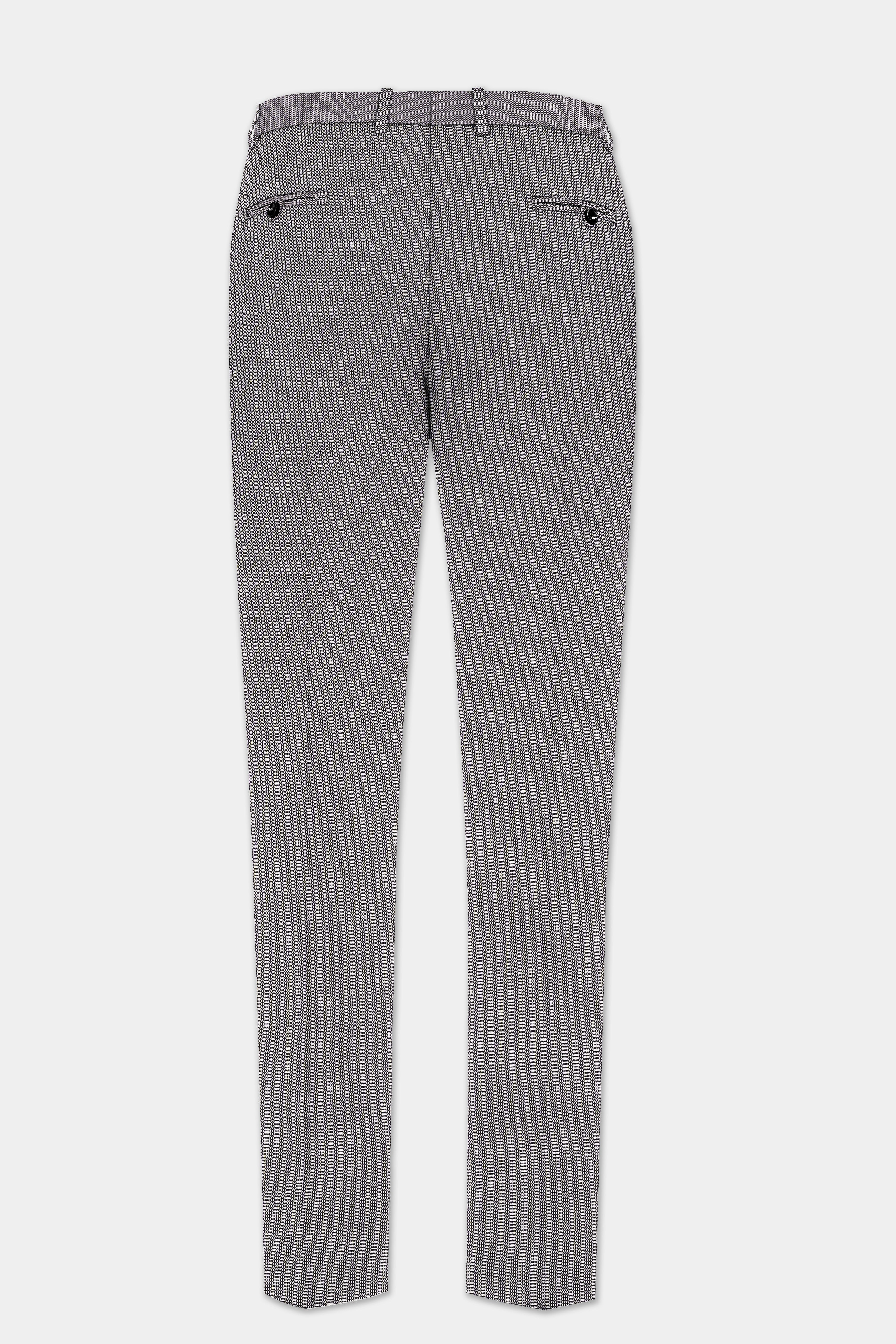 Vampire Gray Textured Wool Blend Stretchable Waistband Pant