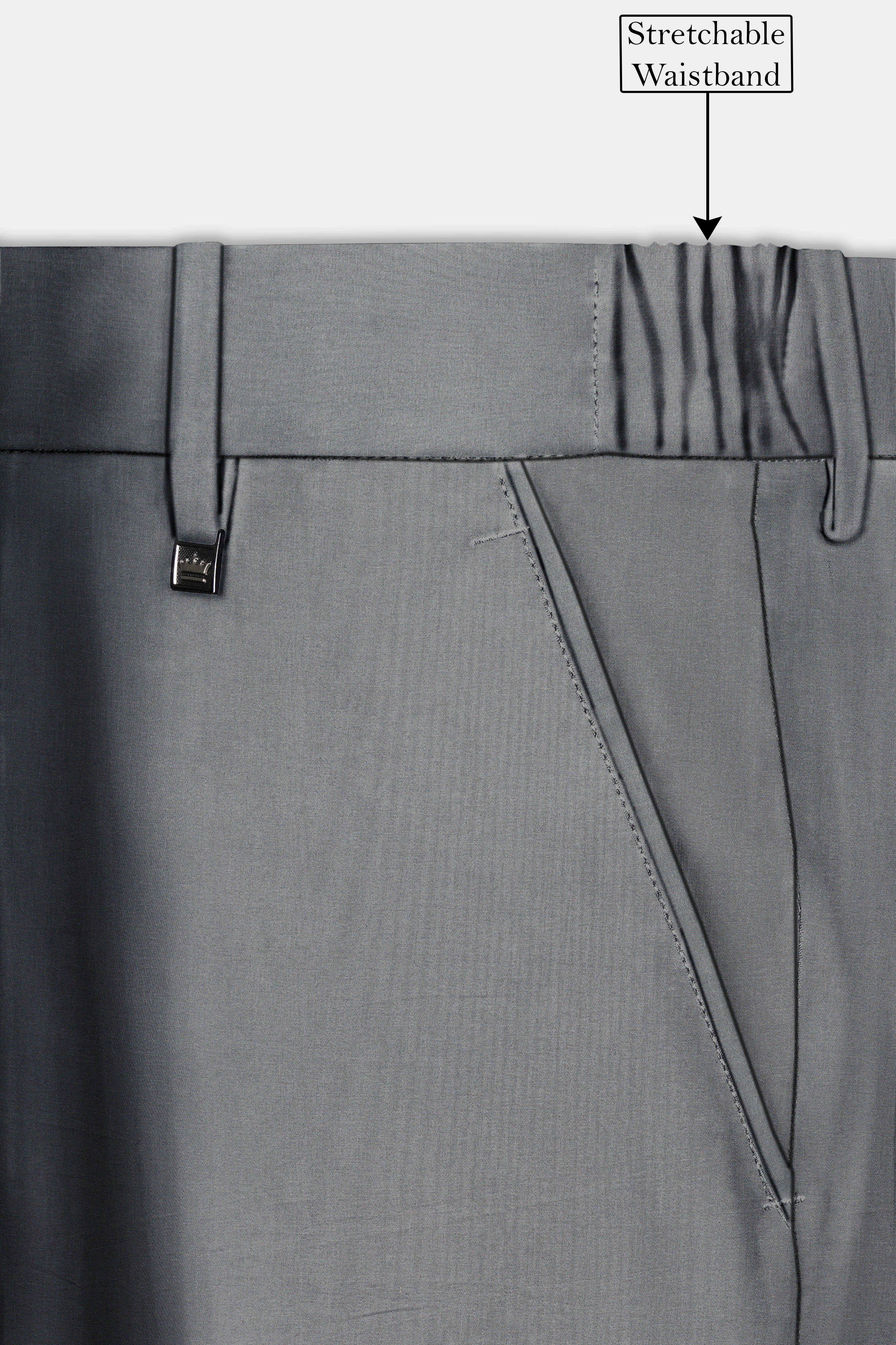 Venus Gray Solid Cotton Stretchable Waistband Pant