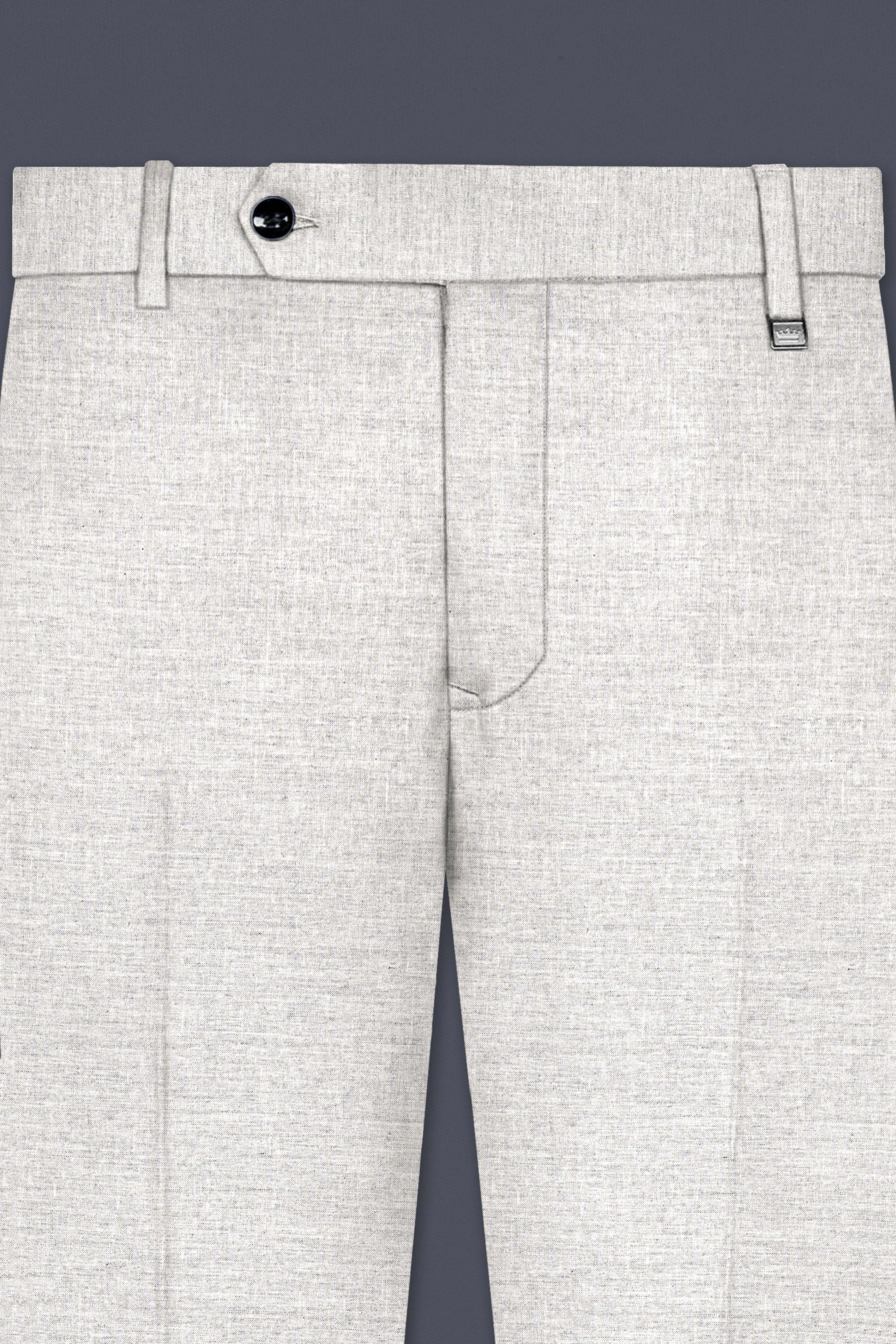 Mercury Gray Solid Wool Blend Stretchable Waistband Pant