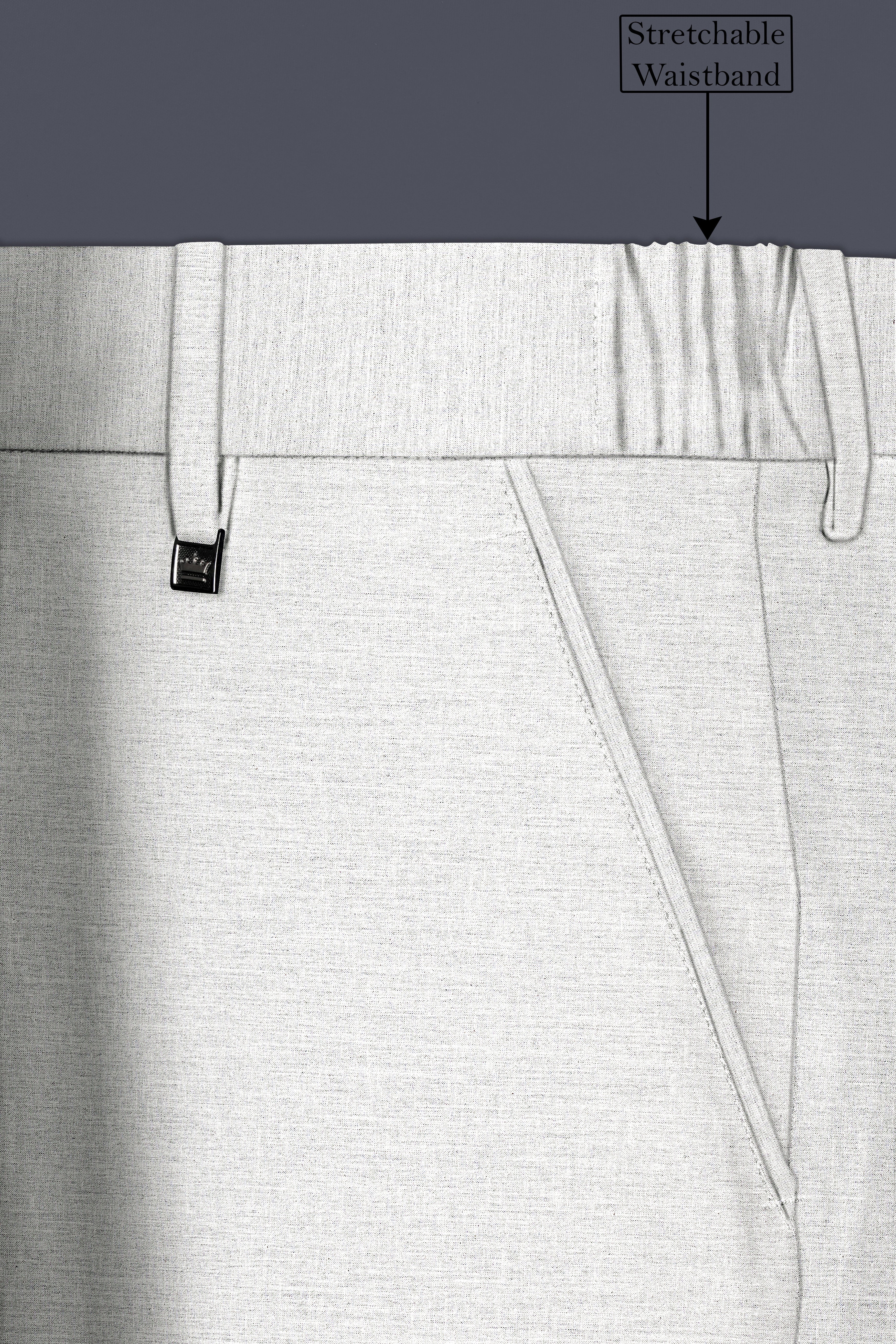 Mercury Gray Solid Wool Blend Stretchable Waistband Pant