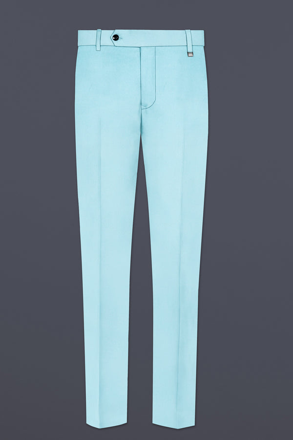 Korean Blizzard Blue Solid Wool Rich Stretchable Waistband Pant