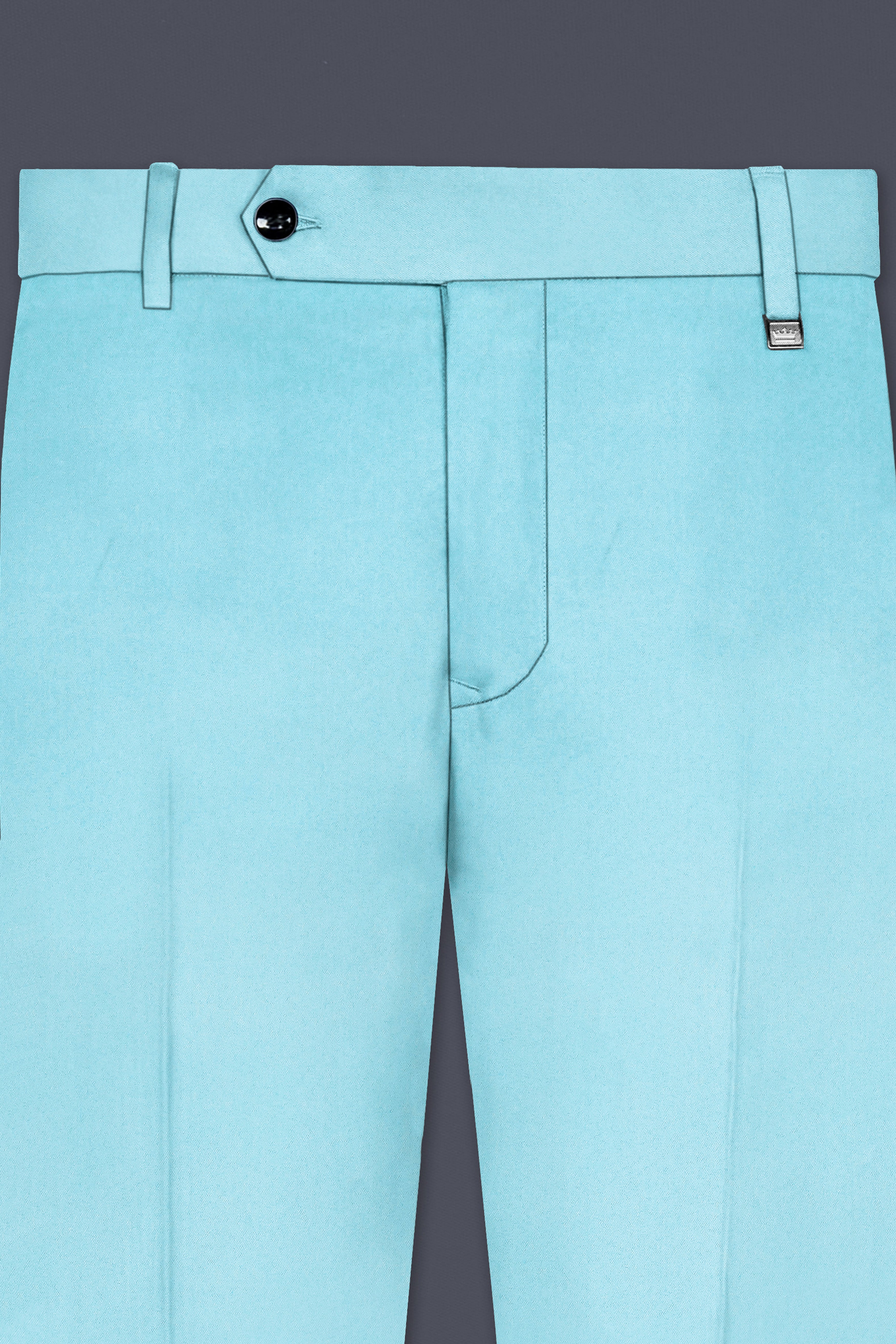 Korean Blizzard Blue Solid Wool Rich Stretchable Waistband Pant