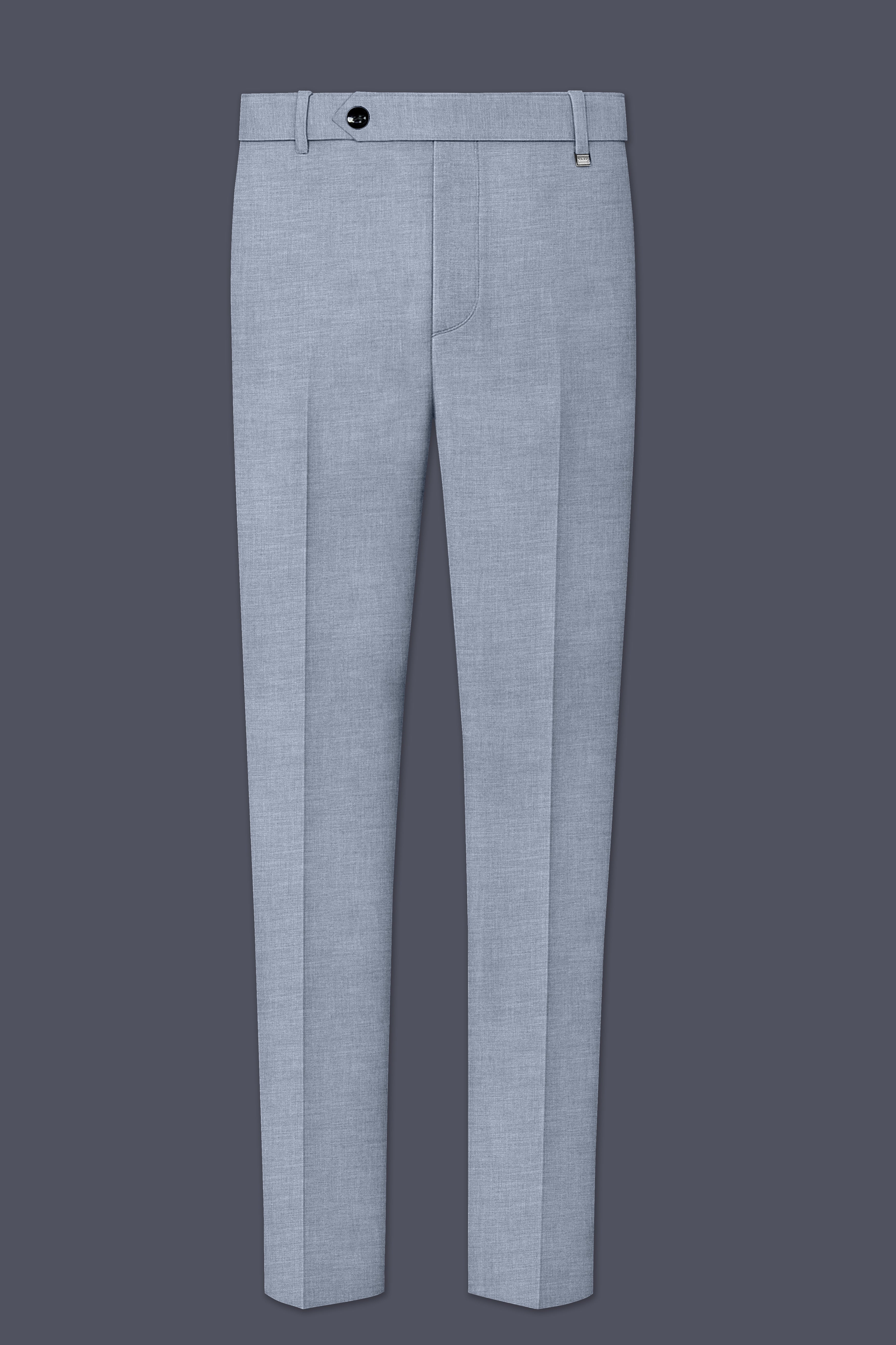 Manatee Gray Textured Wool Rich Stretchable Waistband Pant