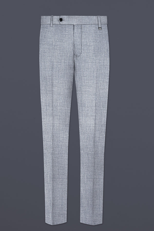 Manatee Gray Textured Wool Rich Stretchable Waistband Pant