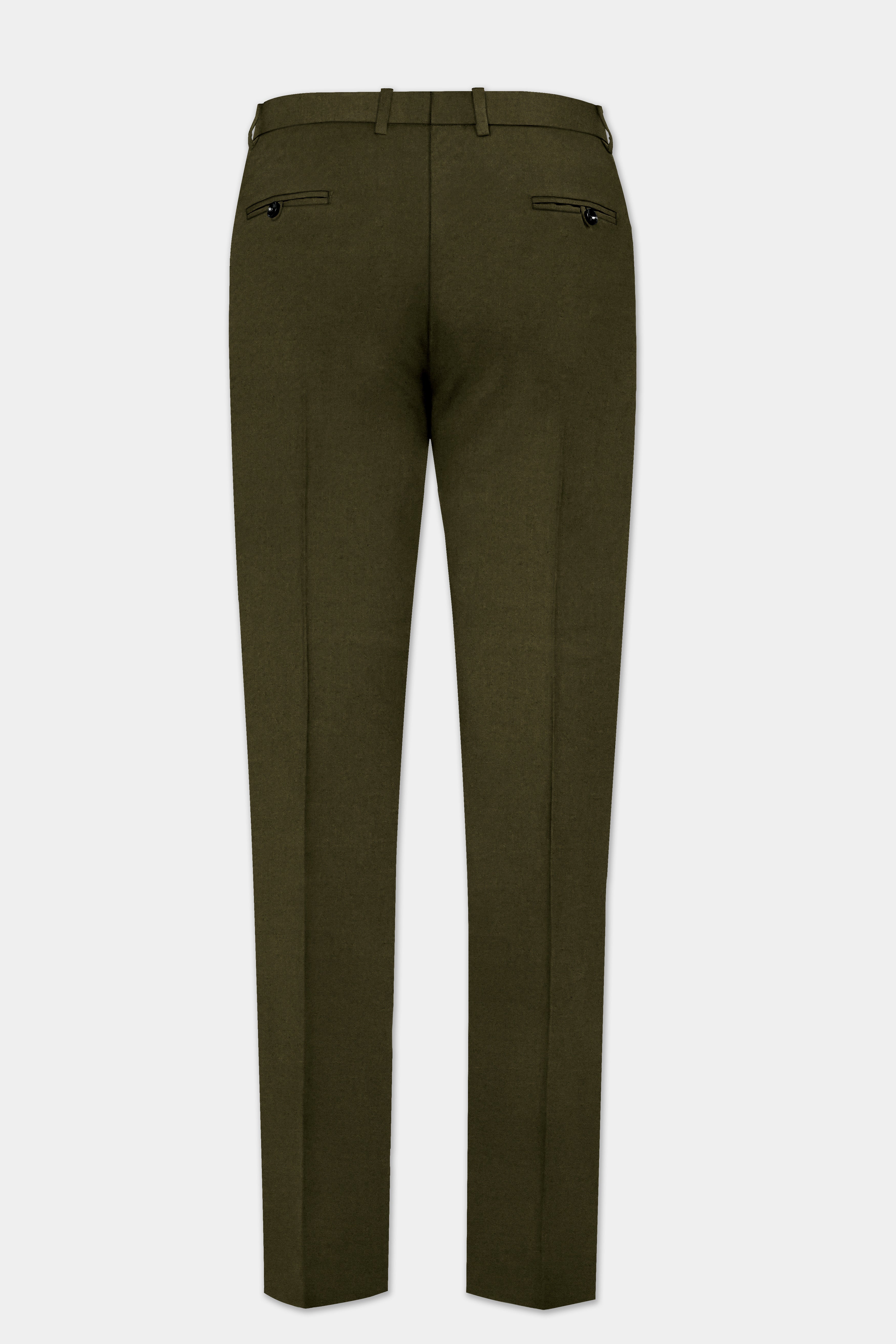 Bistre Green Solid Cotton Stretchable Waistband Pant