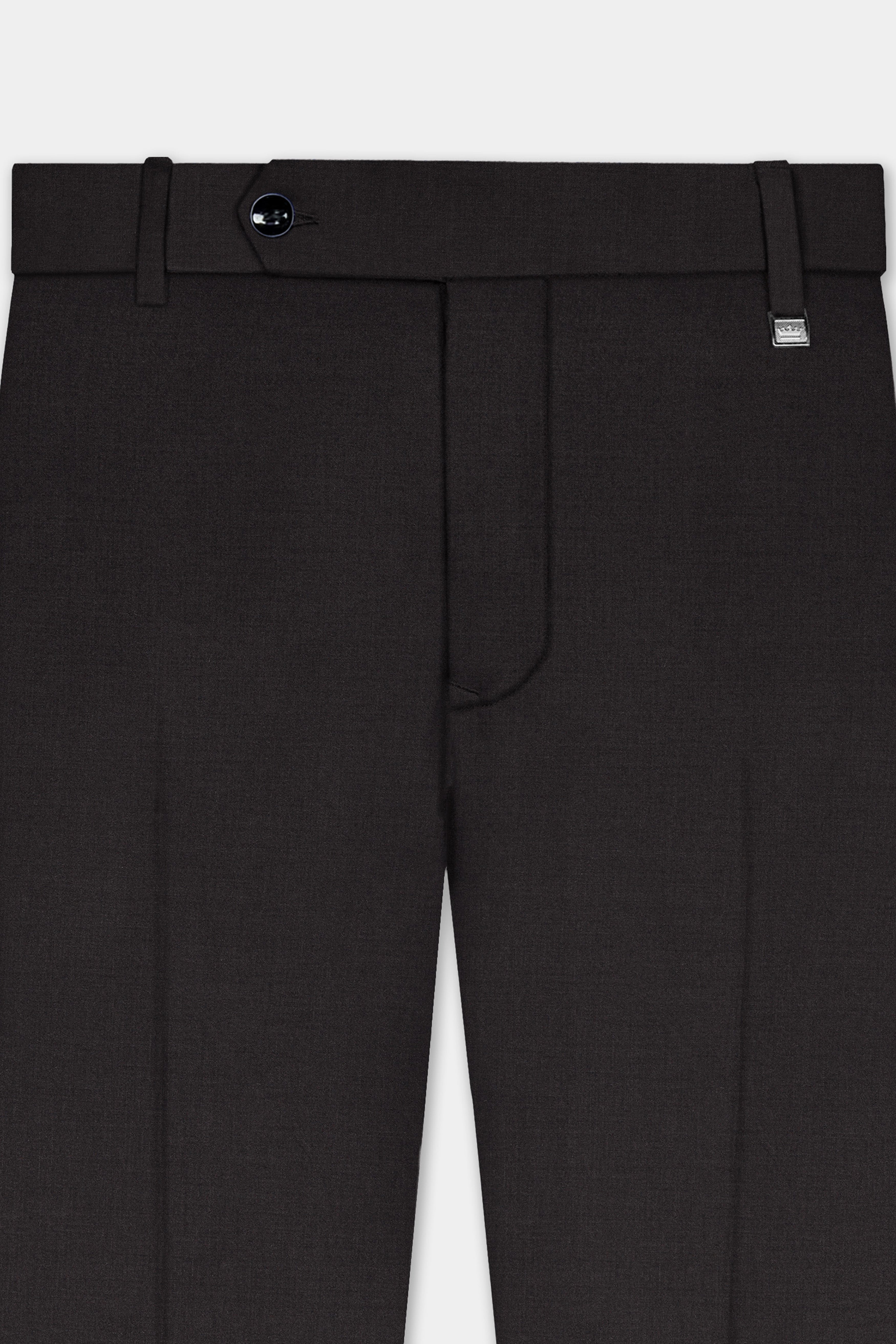 Zeus Brown Solid Wool Rich Stretchable Waistband Pant