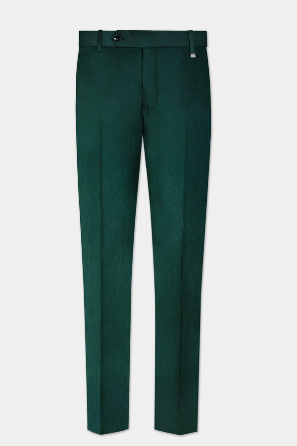 Phthalo Green Solid Cotton Stretchable Waistband Pant