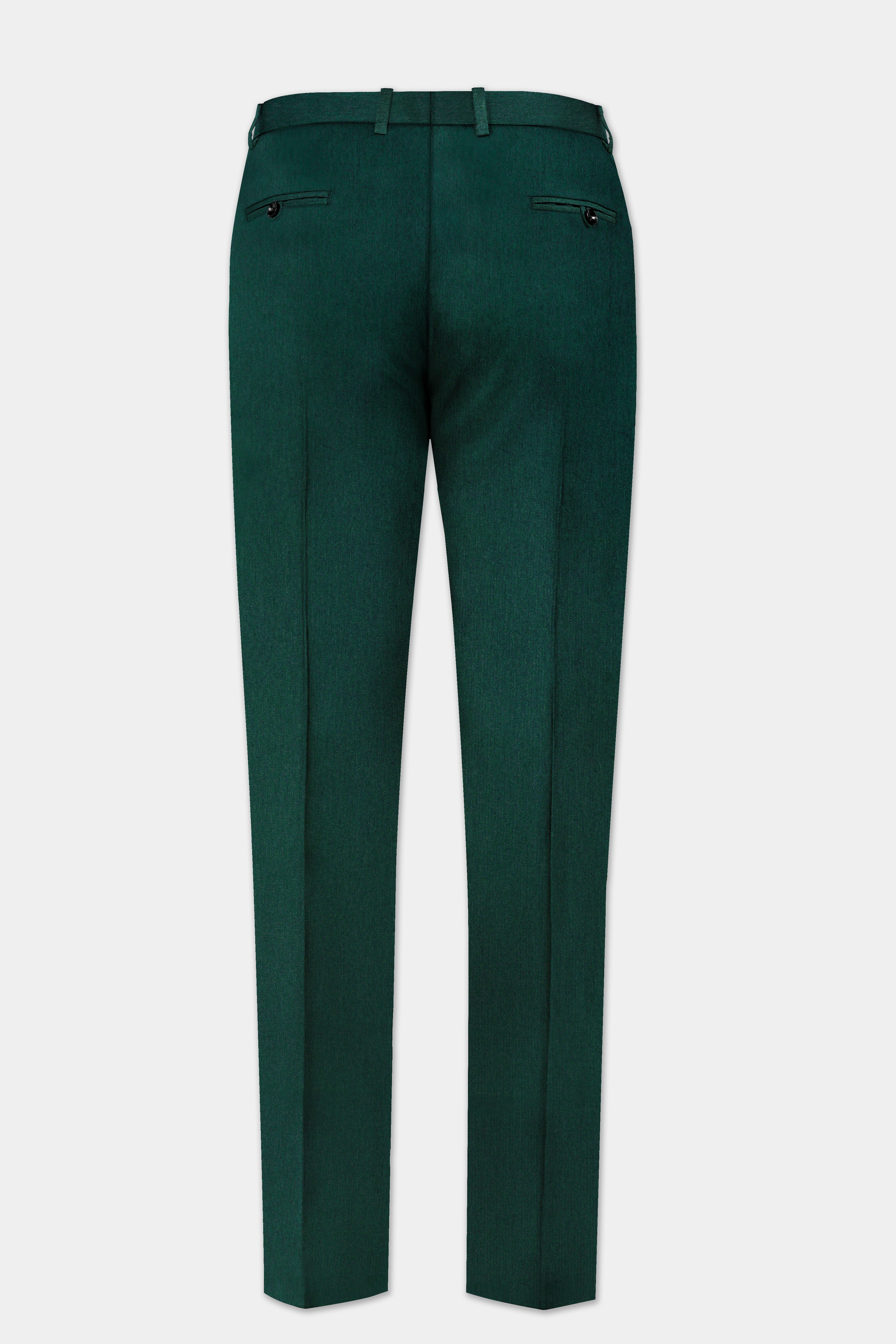 Phthalo Green Solid Cotton Stretchable Waistband Pant