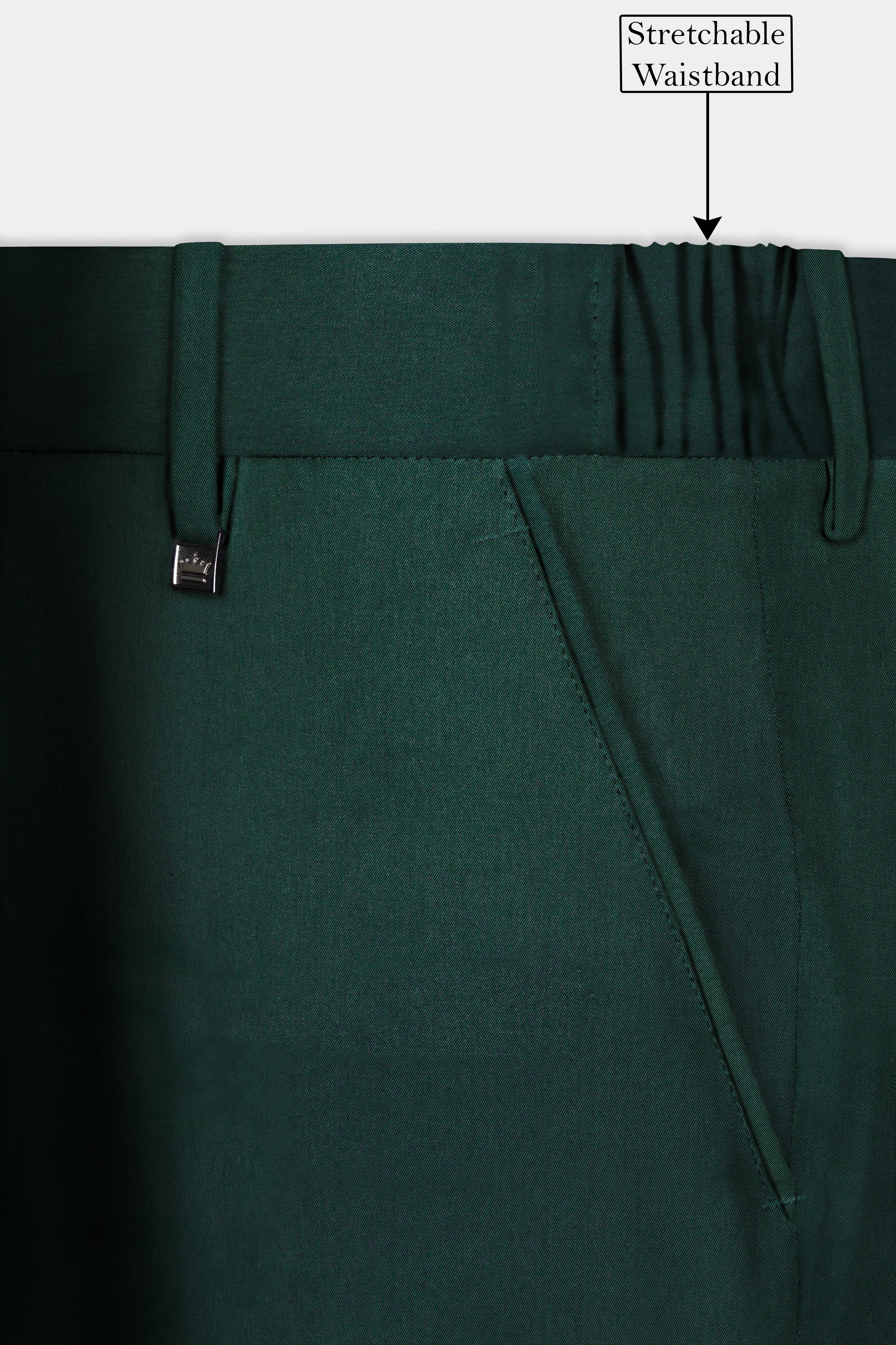 Phthalo Green Solid Cotton Stretchable Waistband Pant