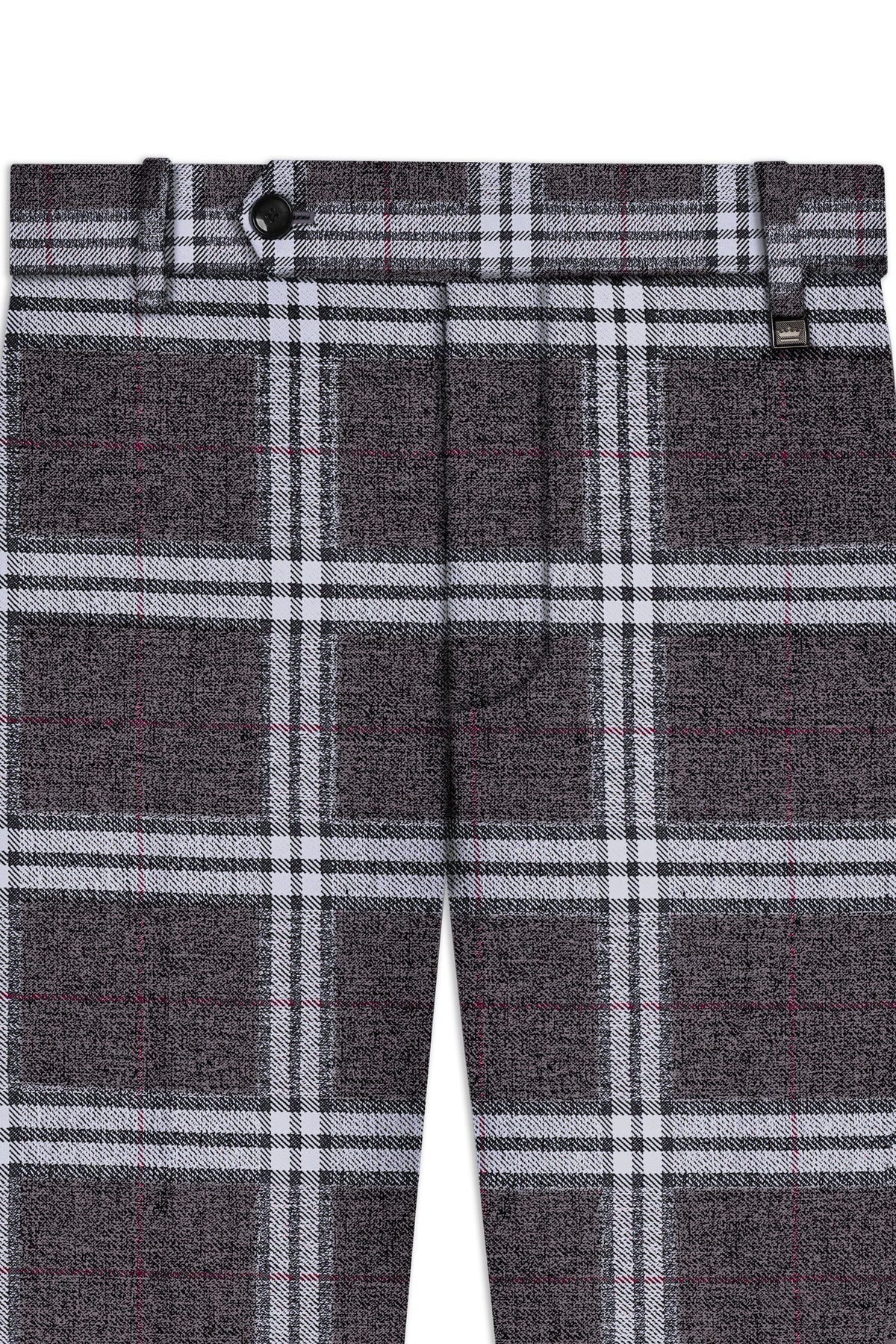 Granite Gray Plaid Wool Rich Stretchable Waistband Pant