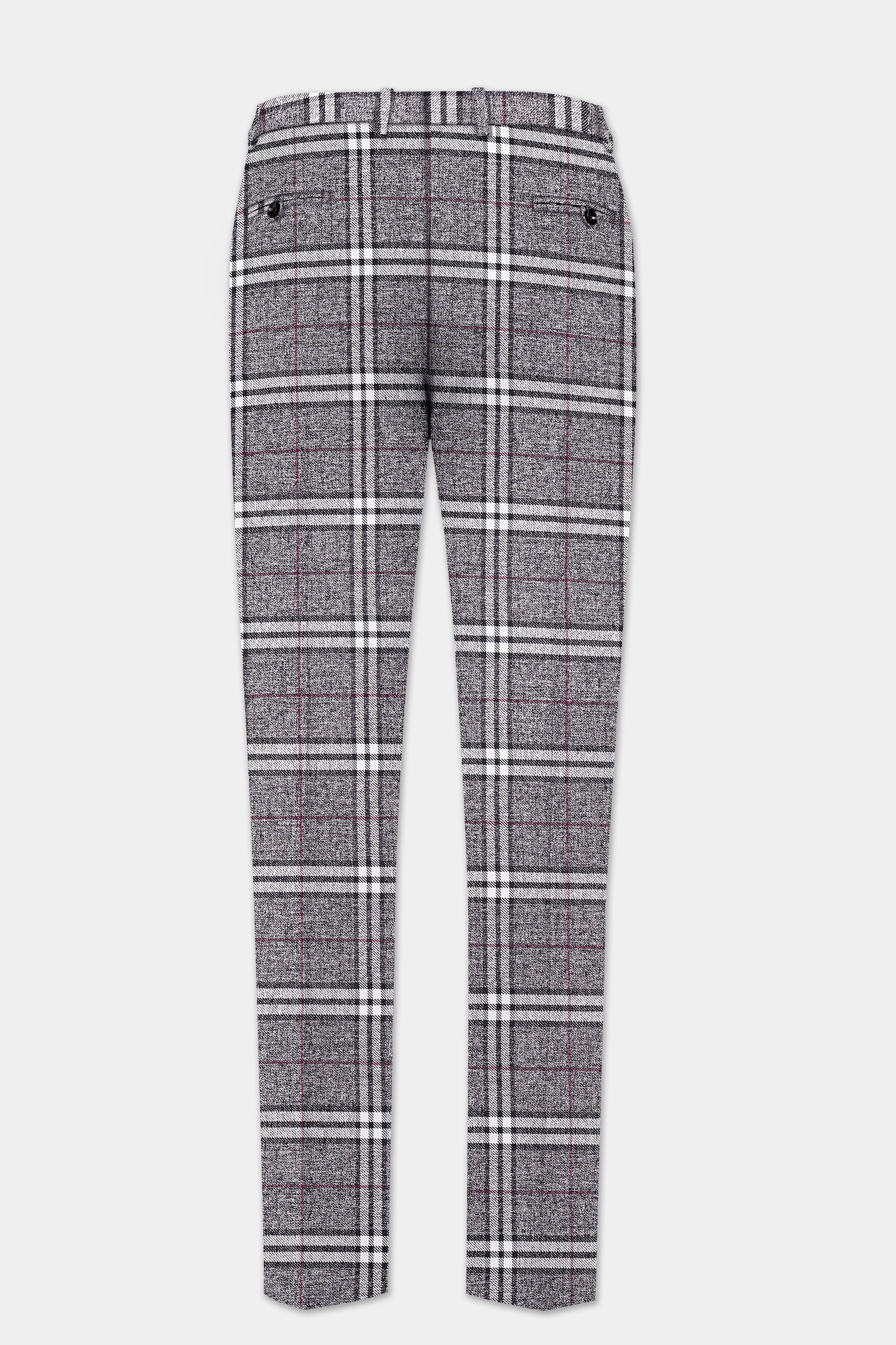 Granite Gray Plaid Wool Rich Stretchable Waistband Pant