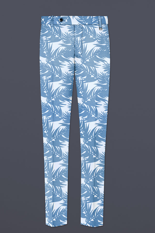 Pastel Blue Prints Cotton Stretchable Waistband Pant