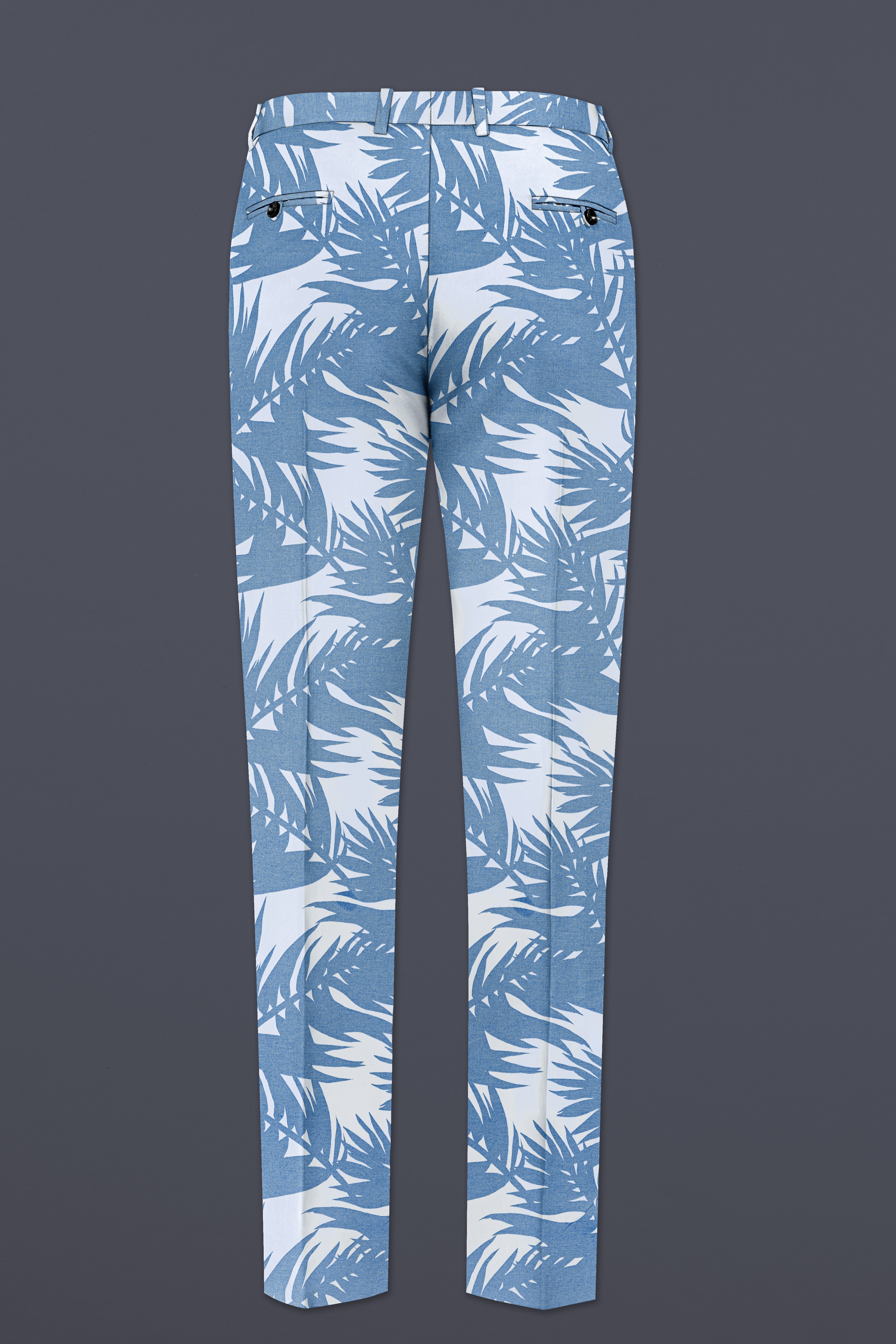 Pastel Blue Prints Cotton Stretchable Waistband Pant