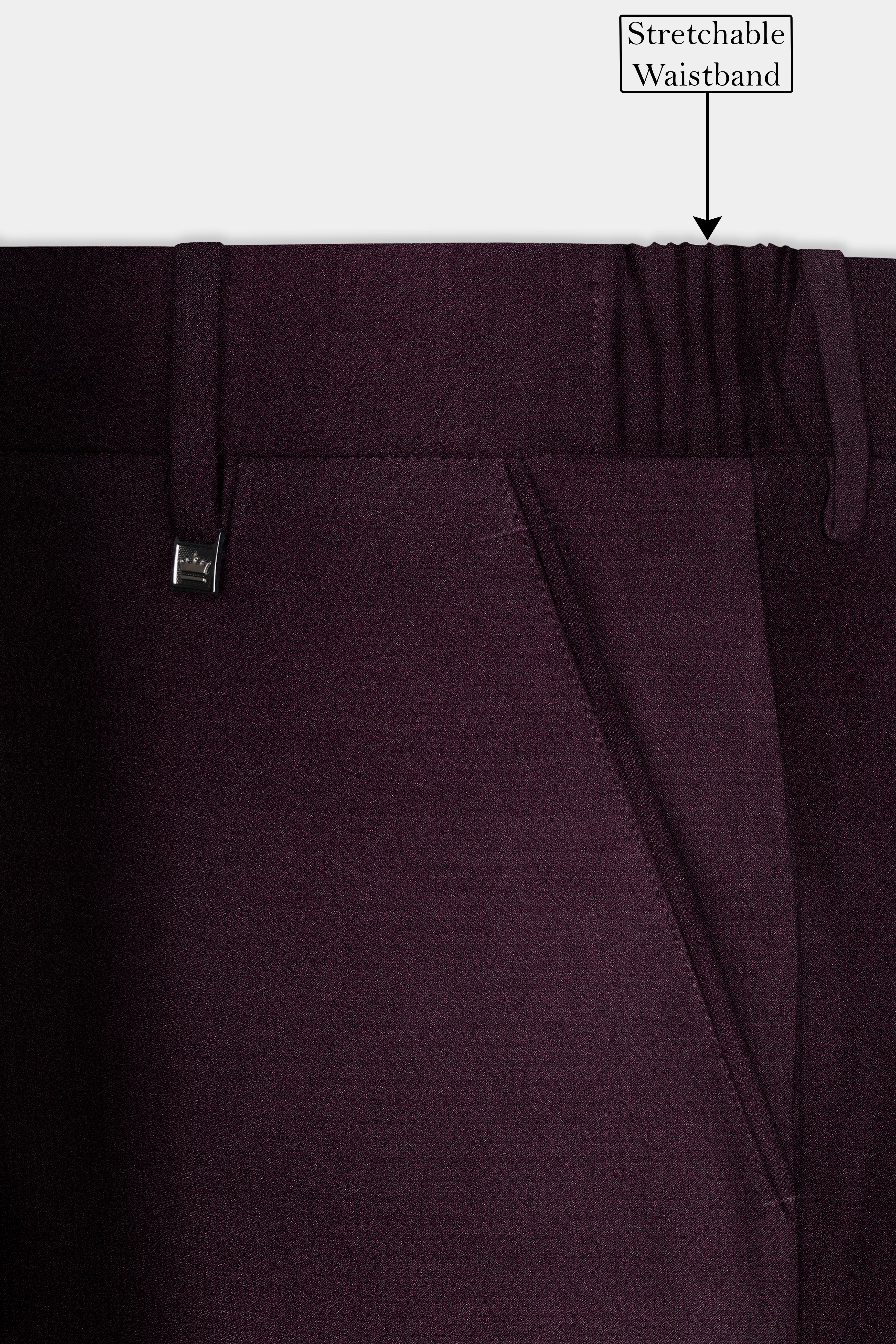 Tamarind Wine Textured Stretchable Waistband Pant