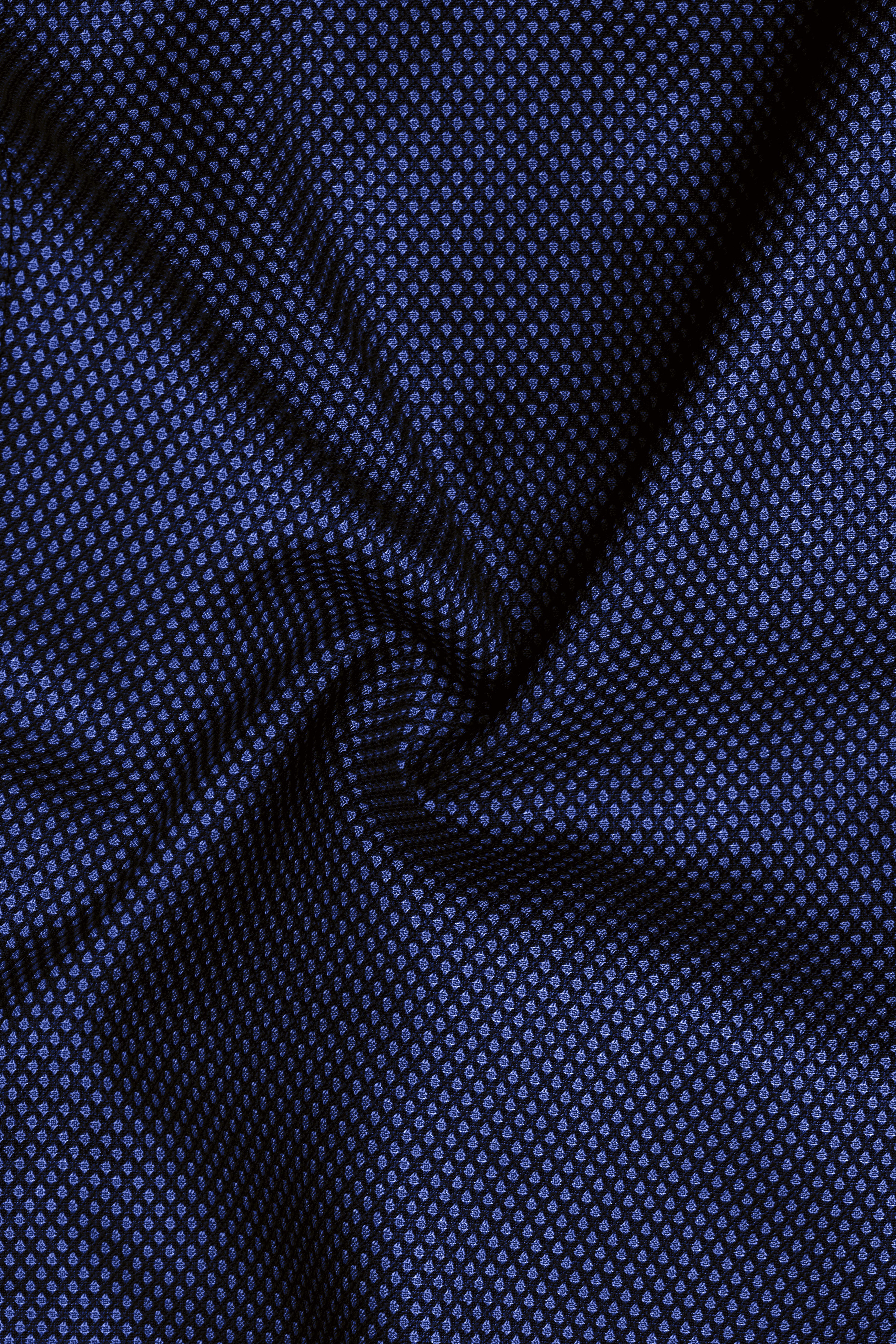 Midnight Blue Textured Wool Rich Stretchable Waistband Pant