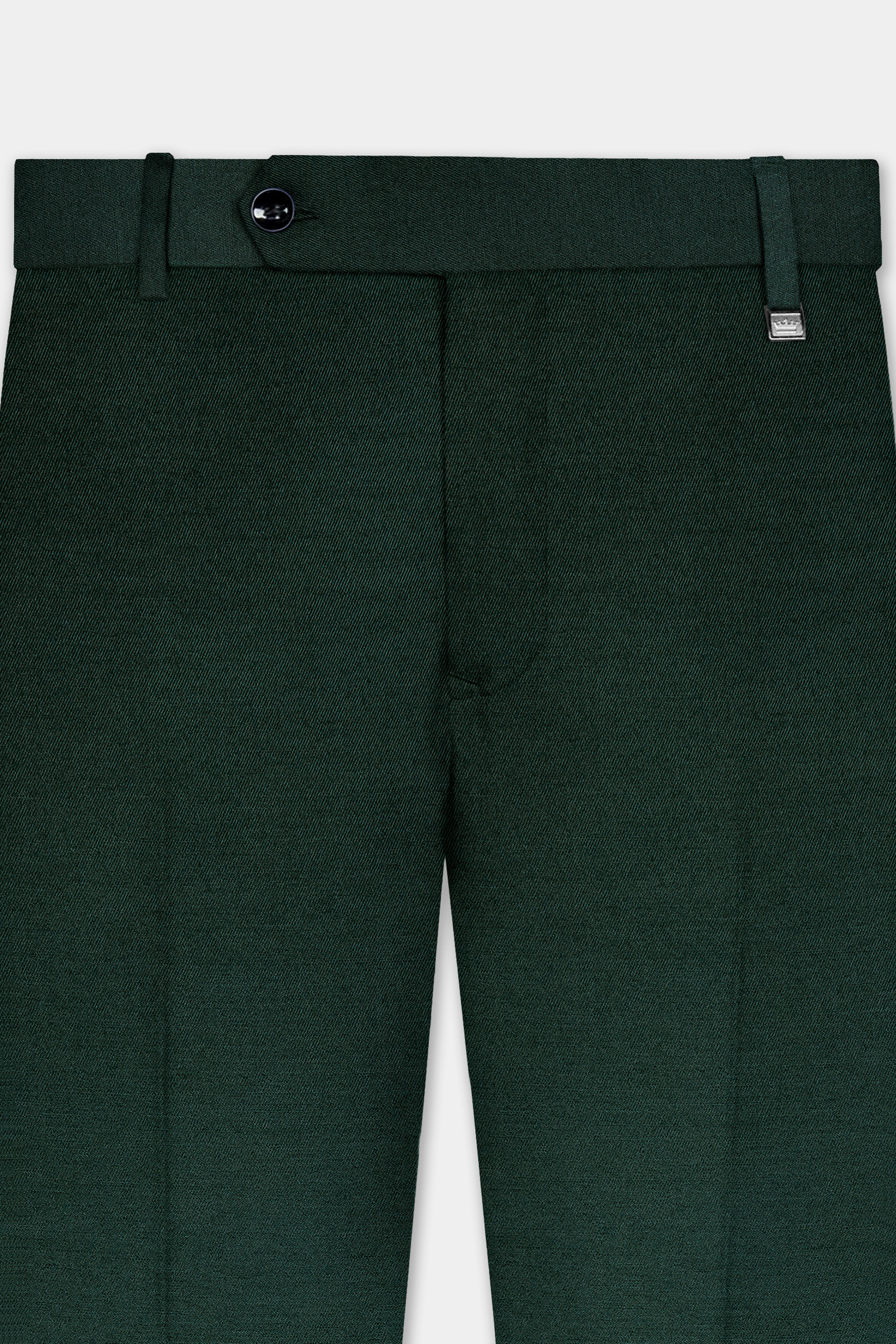 Timber Green Solid Wool Rich Stretchable Waistband Pant