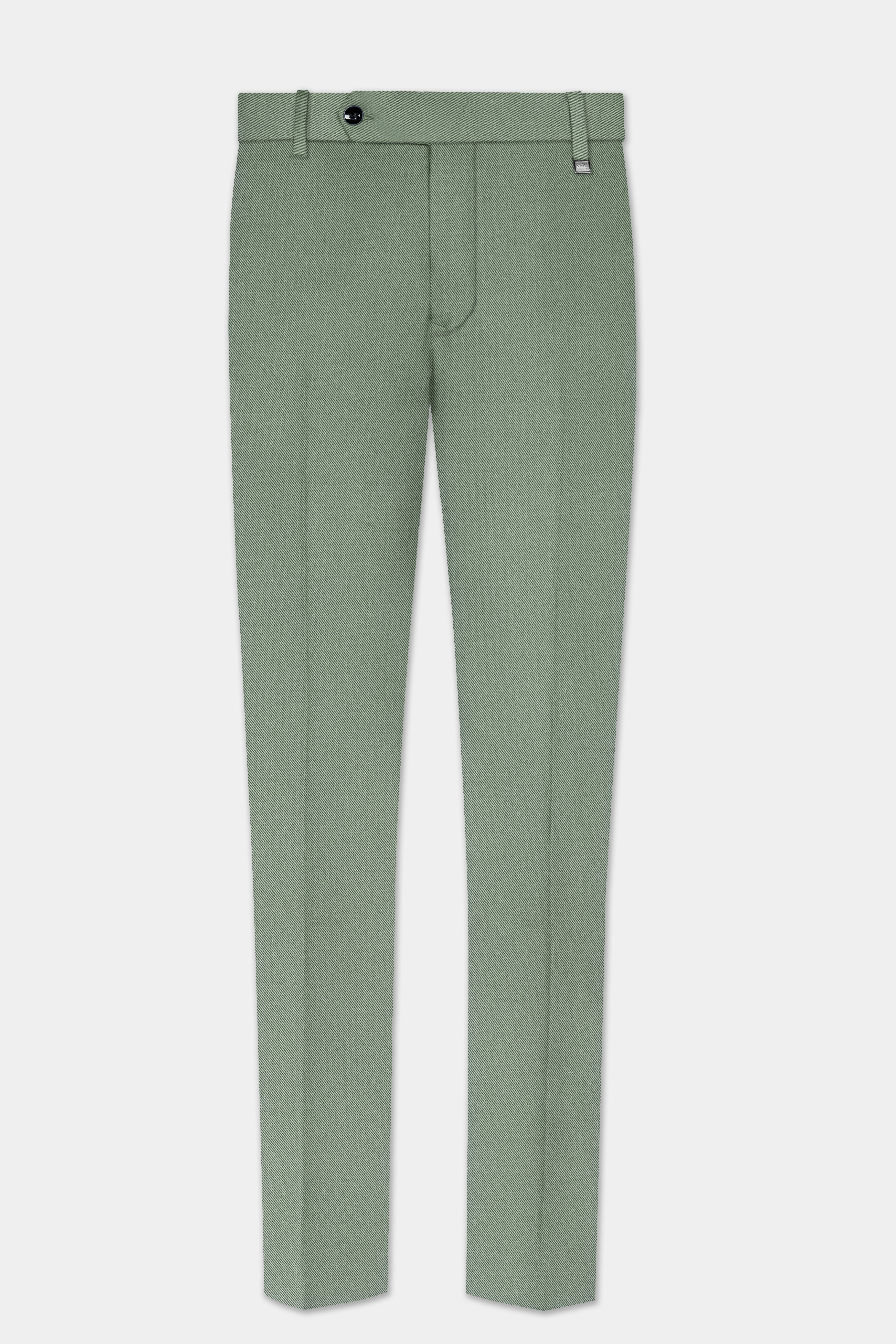 Spanish Green Solid Wool Rich Stretchable Waistband Pant