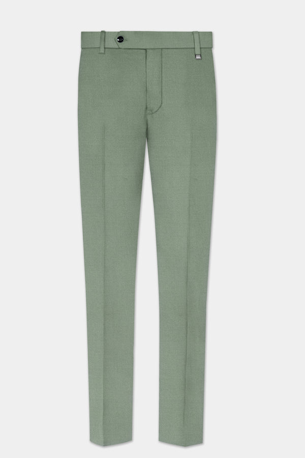 Spanish Green Solid Wool Rich Stretchable Waistband Pant