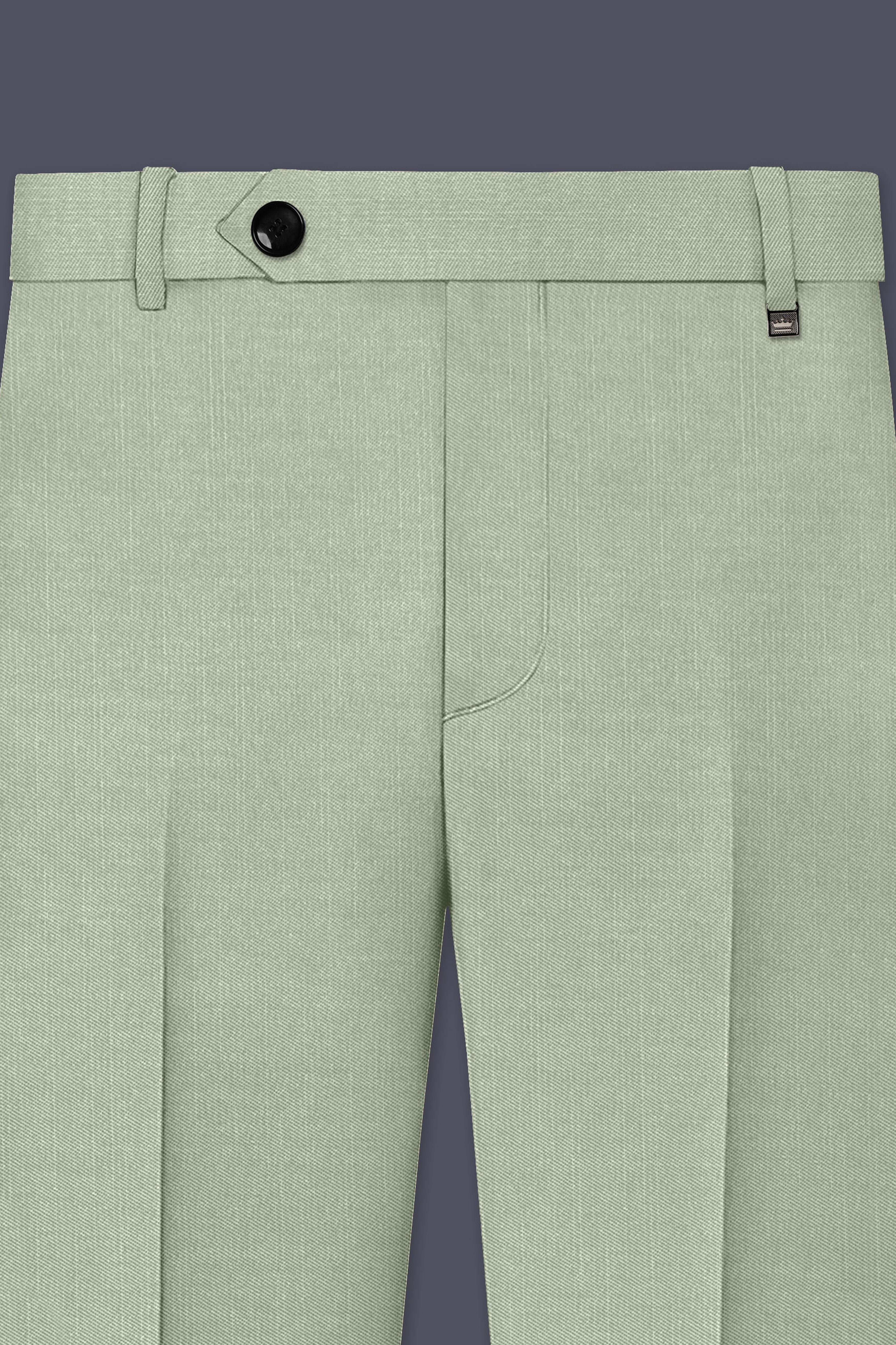 Spanish Green Solid Wool Rich Slight Stretch Waistband Pant