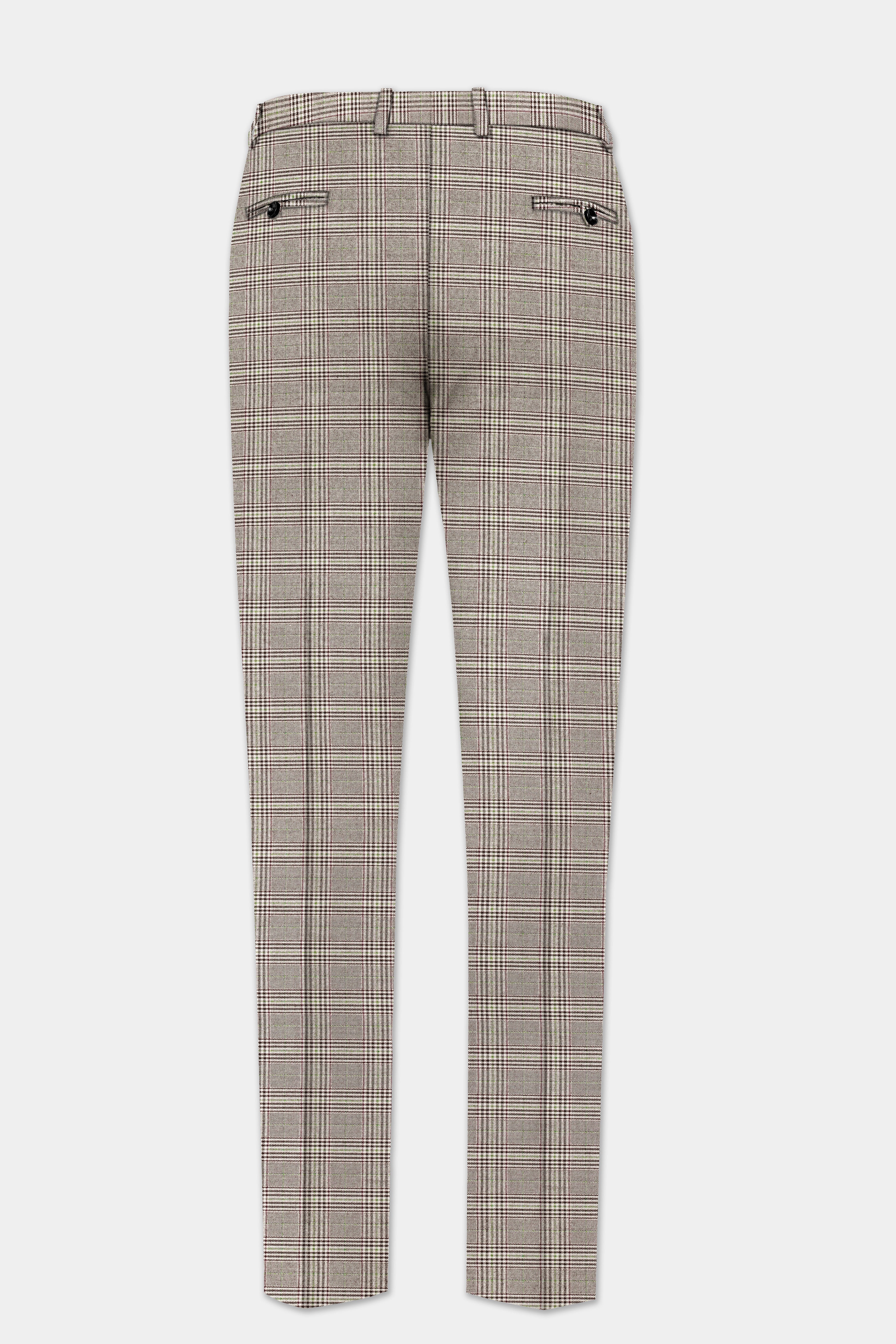 Café Noir Brown Plaid Wool Rich Stretchable Waistband Pant