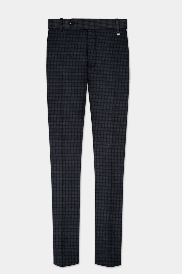 Bunker Black Micro Checked Wool Rich Stretchable Waistband Pant