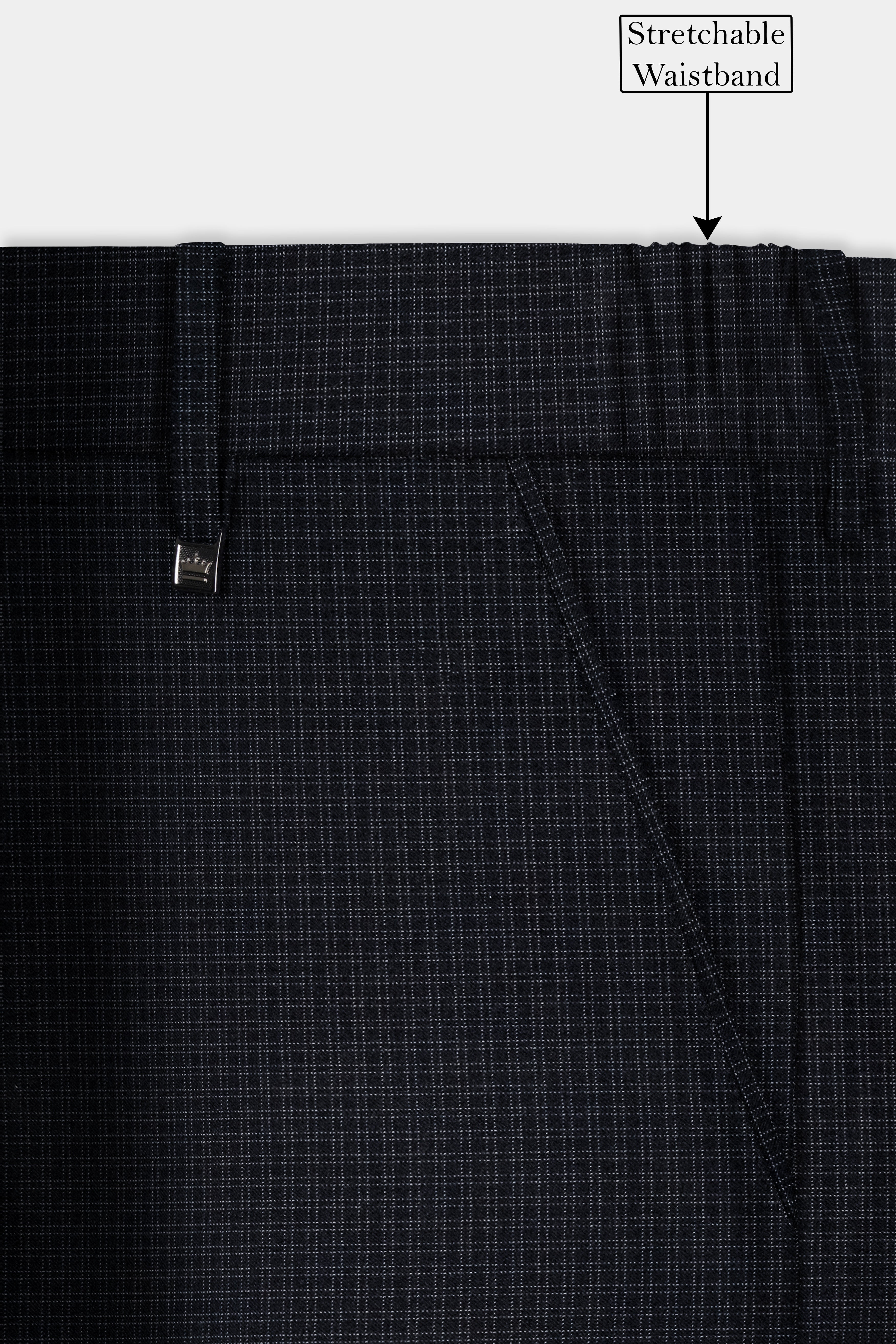 Bunker Black Printed Wool Rich Stretchable Waistband Pant