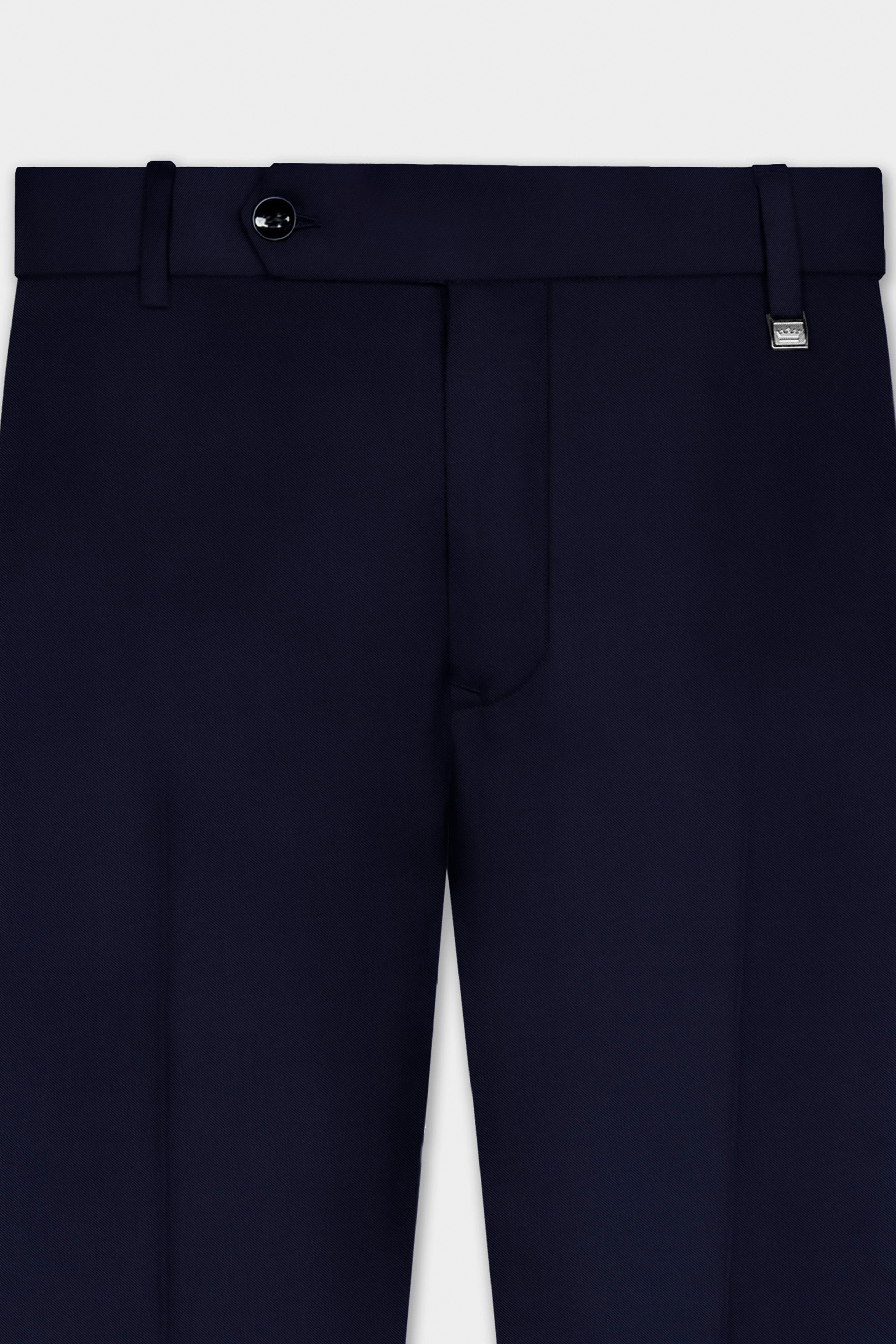 Ribbon Blue Solid Wool Rich Pant