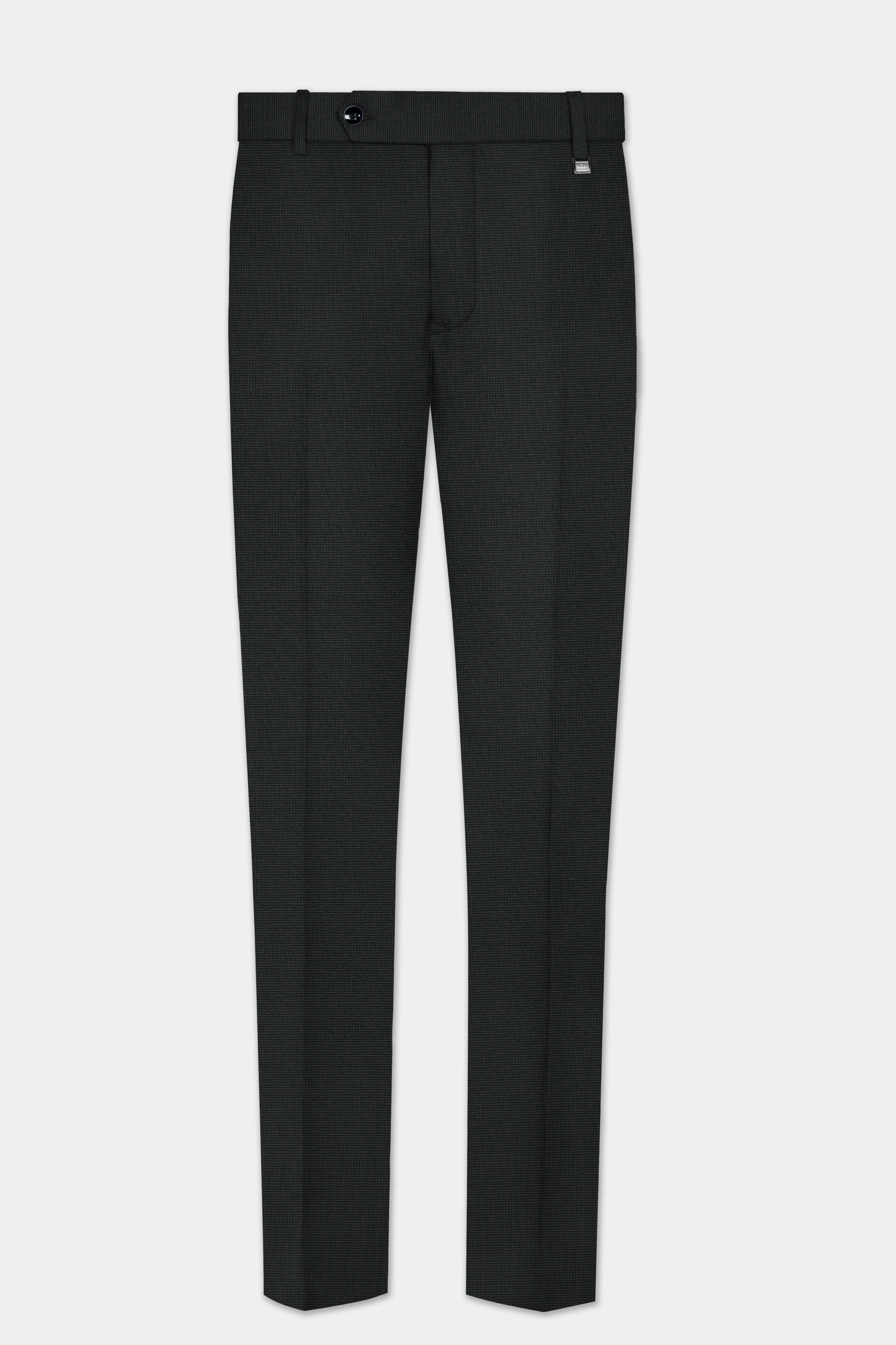 Piano Gray houndstooth Textured Wool Rich Pant