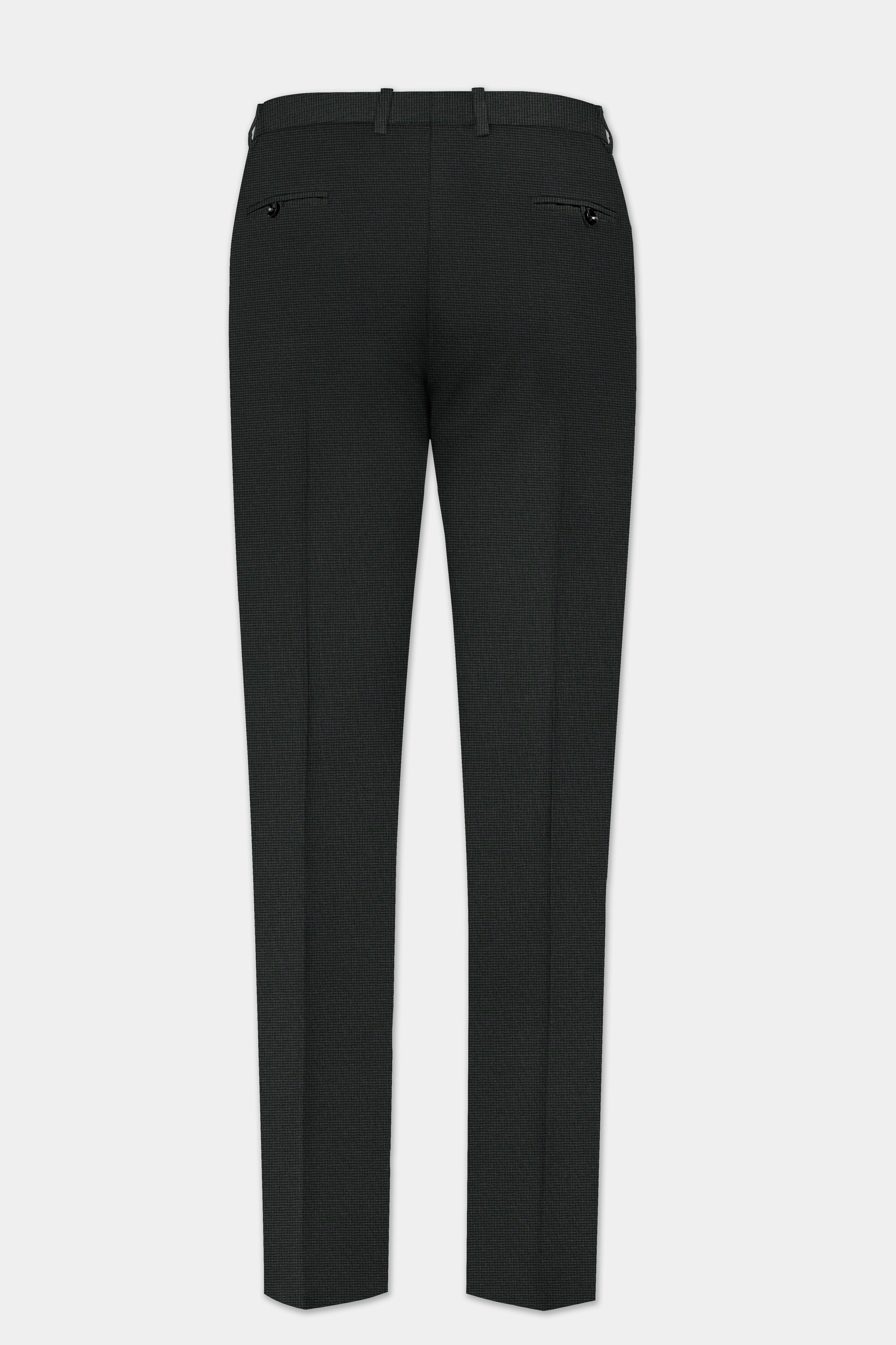 Piano Gray houndstooth Textured Wool Rich Pant