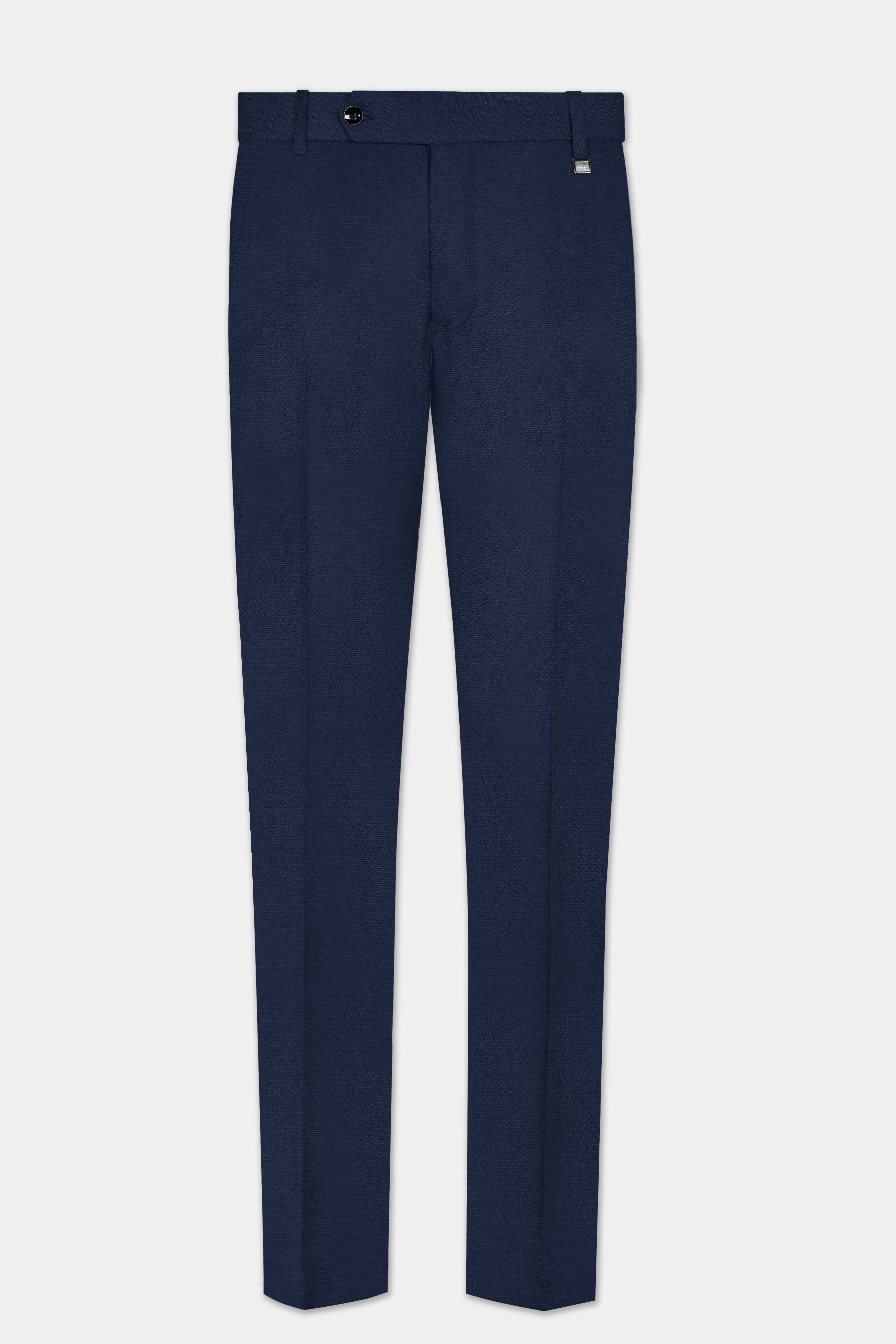 Firefly Blue Solid Wool Rich Pant