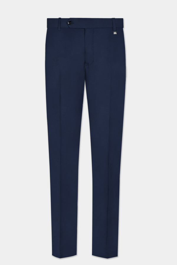 Firefly Blue Solid Wool Rich Pant