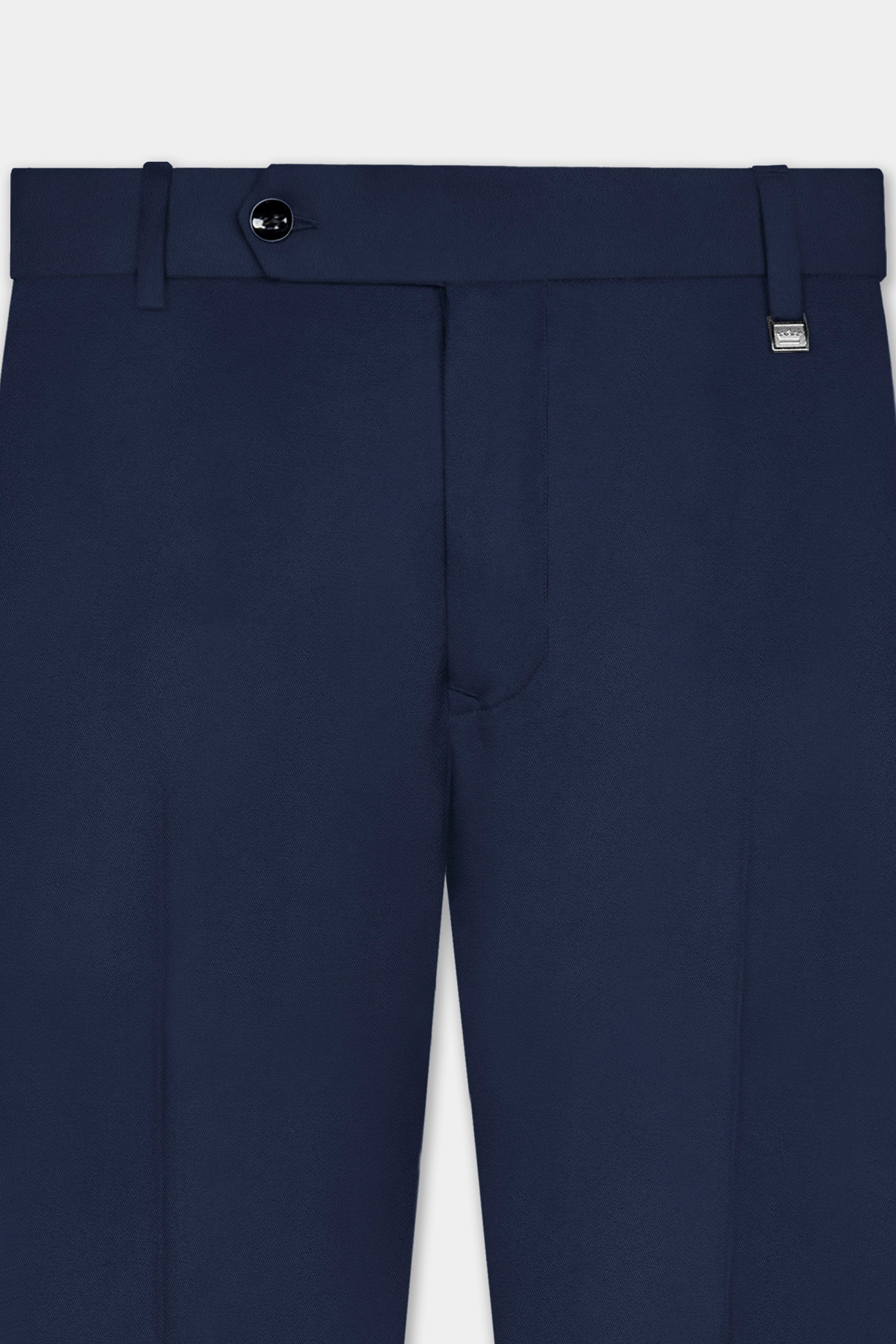 Firefly Blue Solid Wool Rich Pant