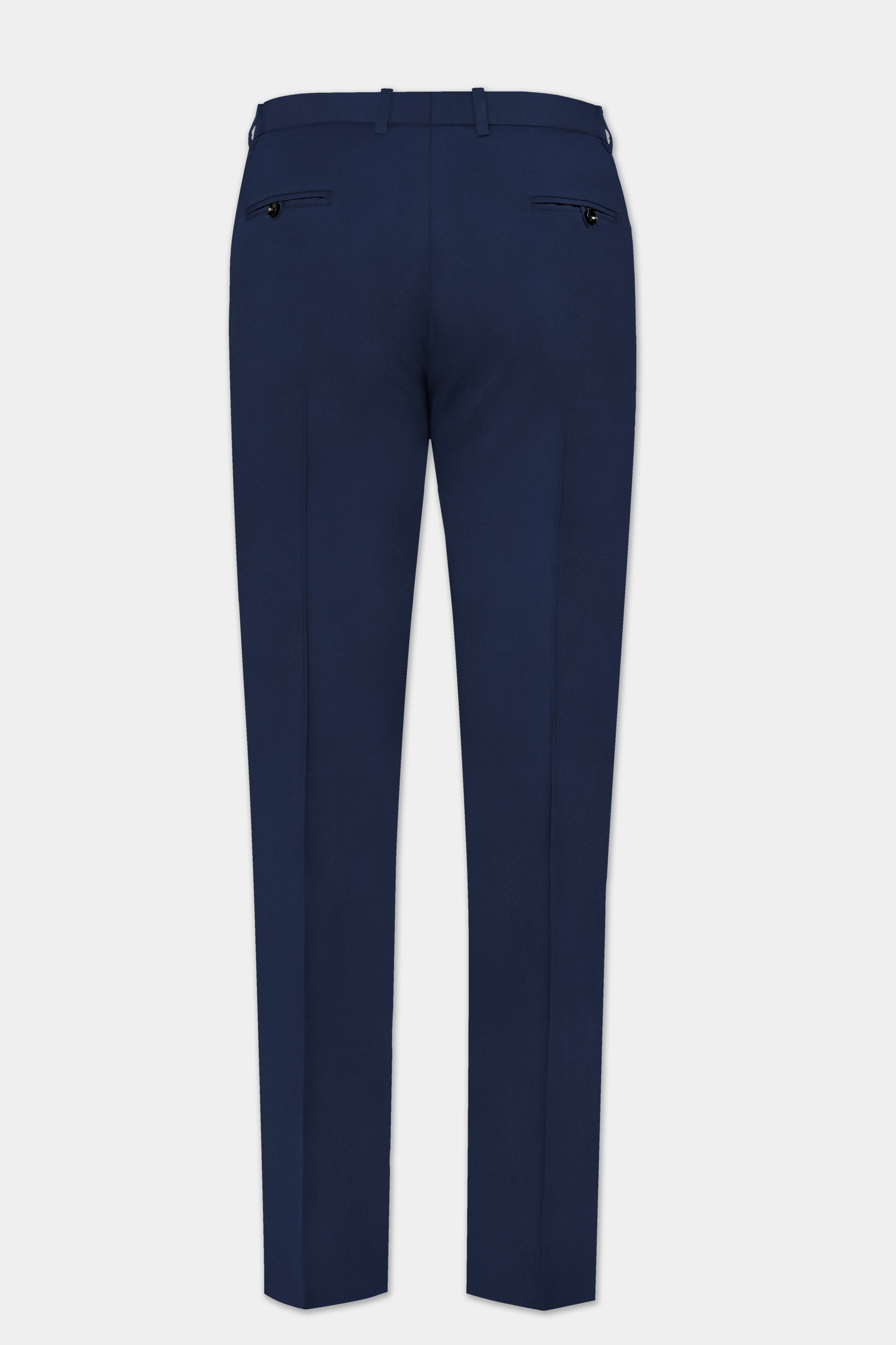 Firefly Blue Solid Wool Rich Pant