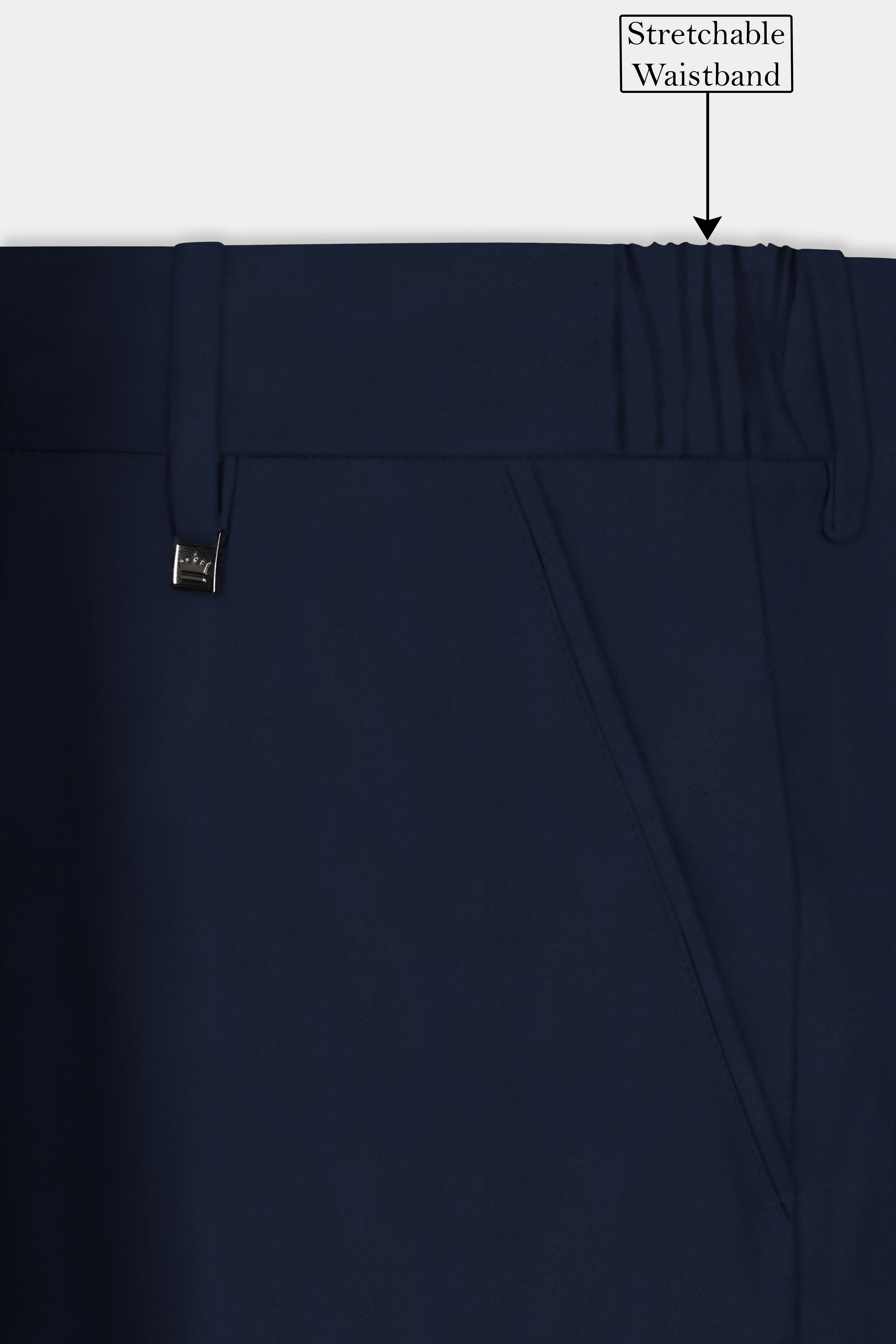 Firefly Blue Solid Wool Rich Pant