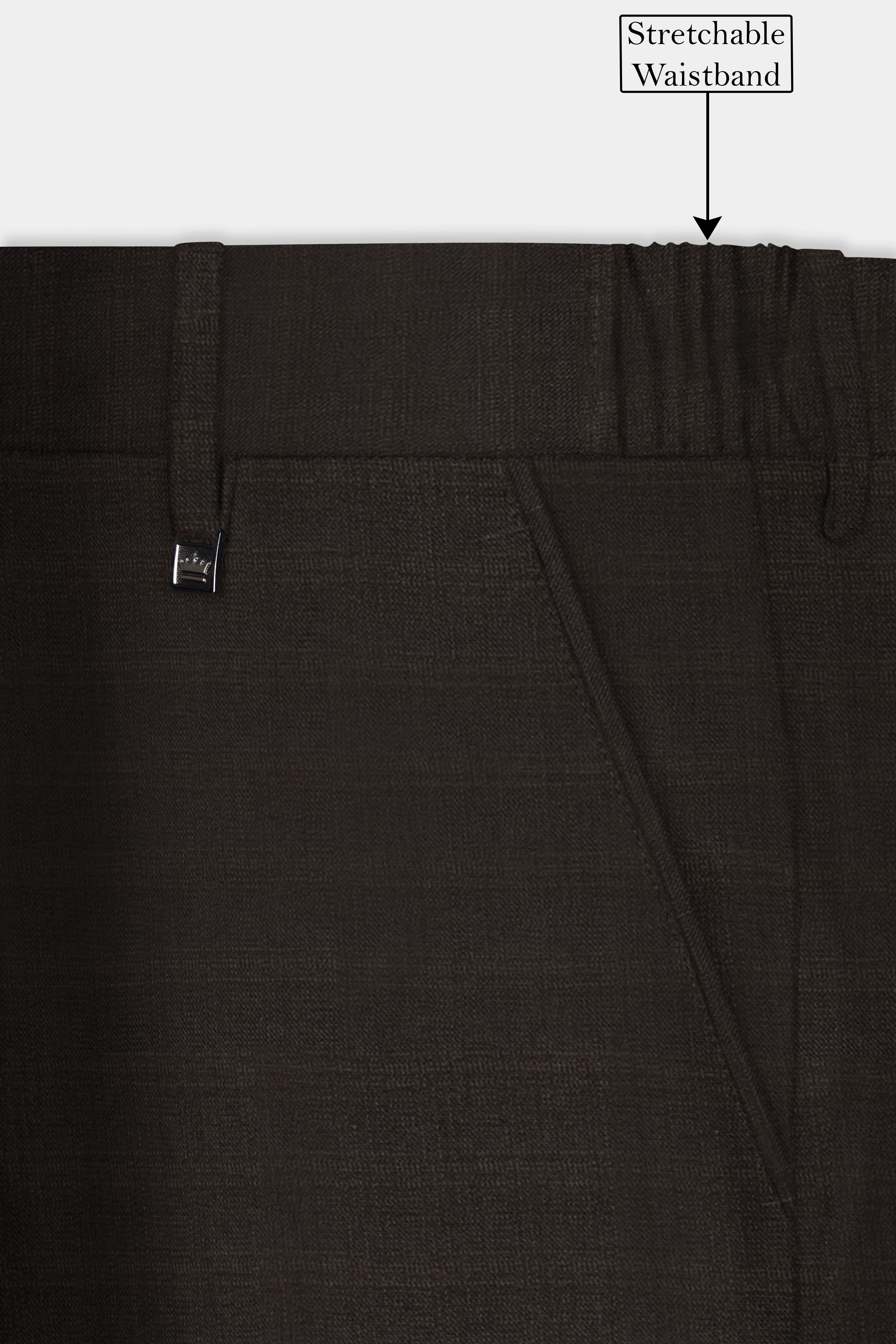 Piano Brown Textured Wool Rich Pant