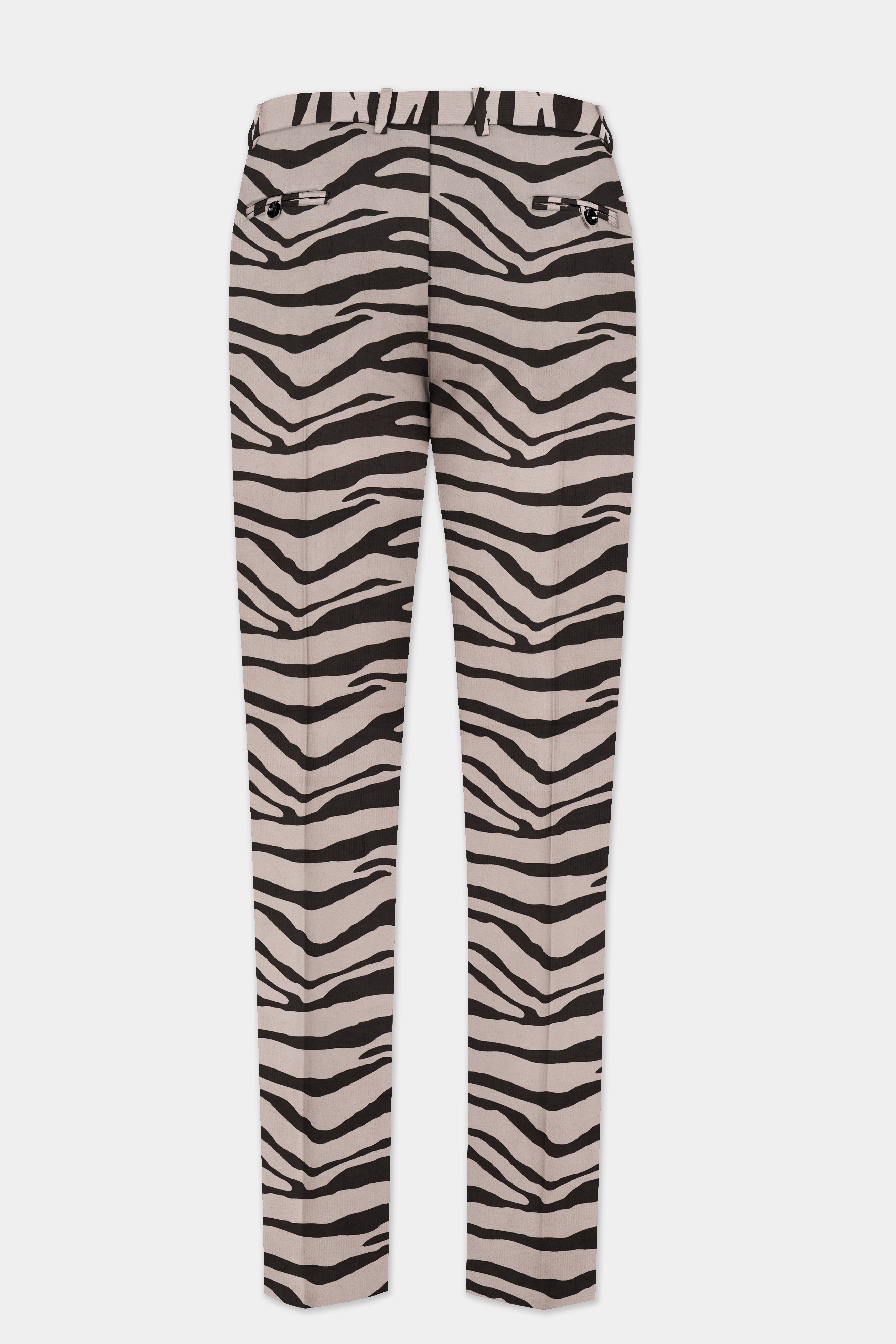 Silk Cream And Zeus Brown Tiger Printed Corduroy Pant