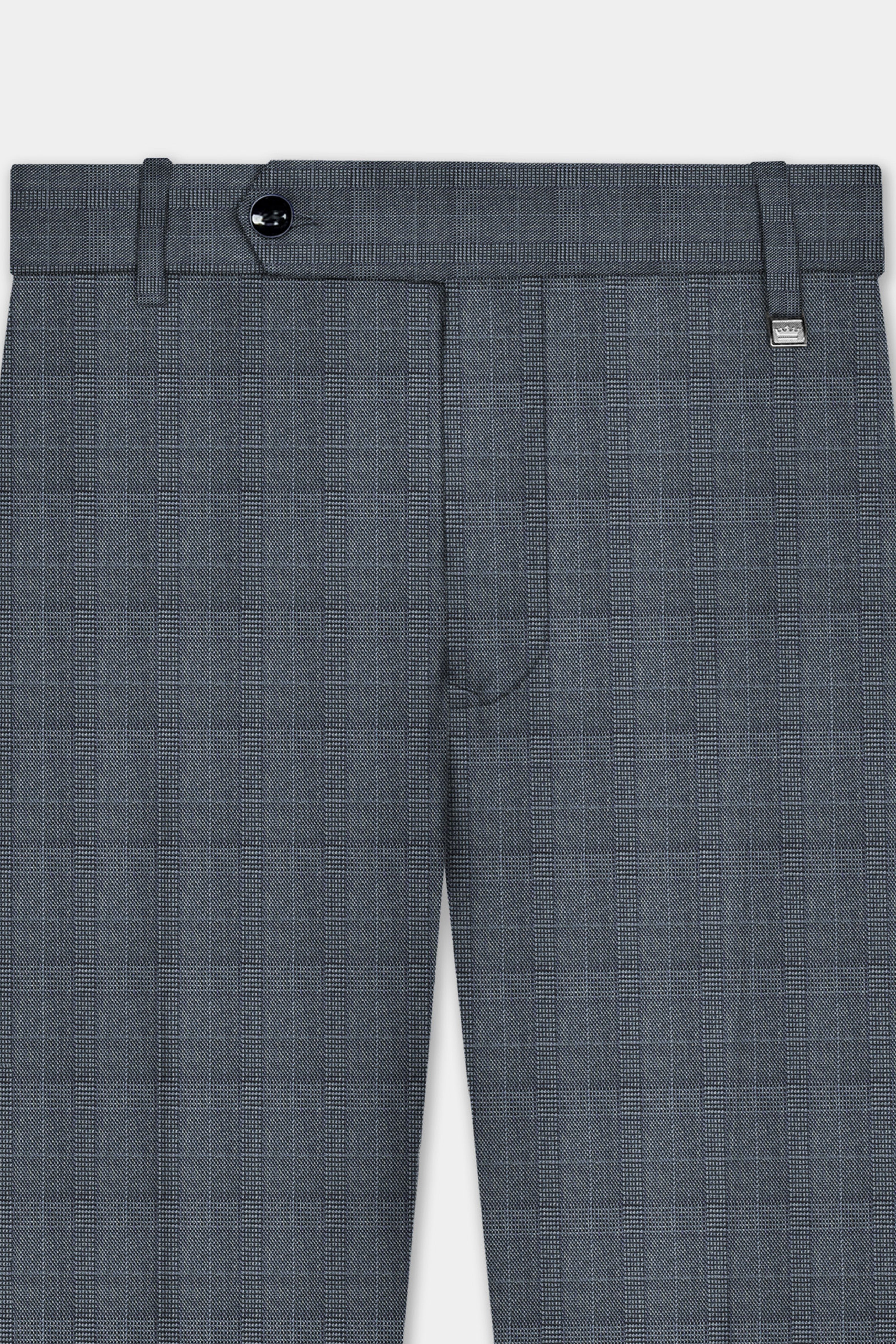 Trout Gray Windowpane Wool Rich Stretchable Waistband Pant