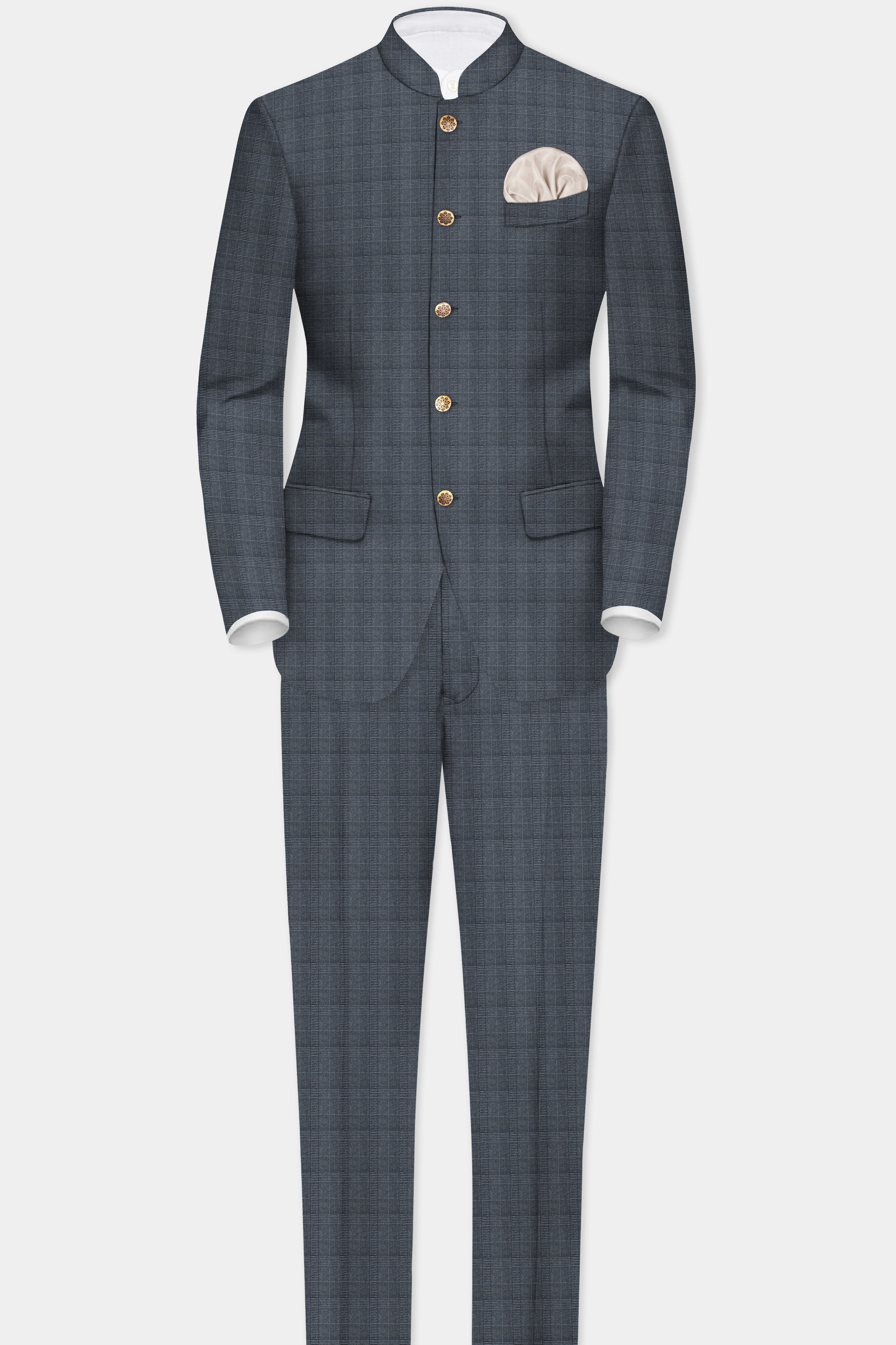 Trout Gray Windowpane Wool Rich Stretchable Waistband Pant