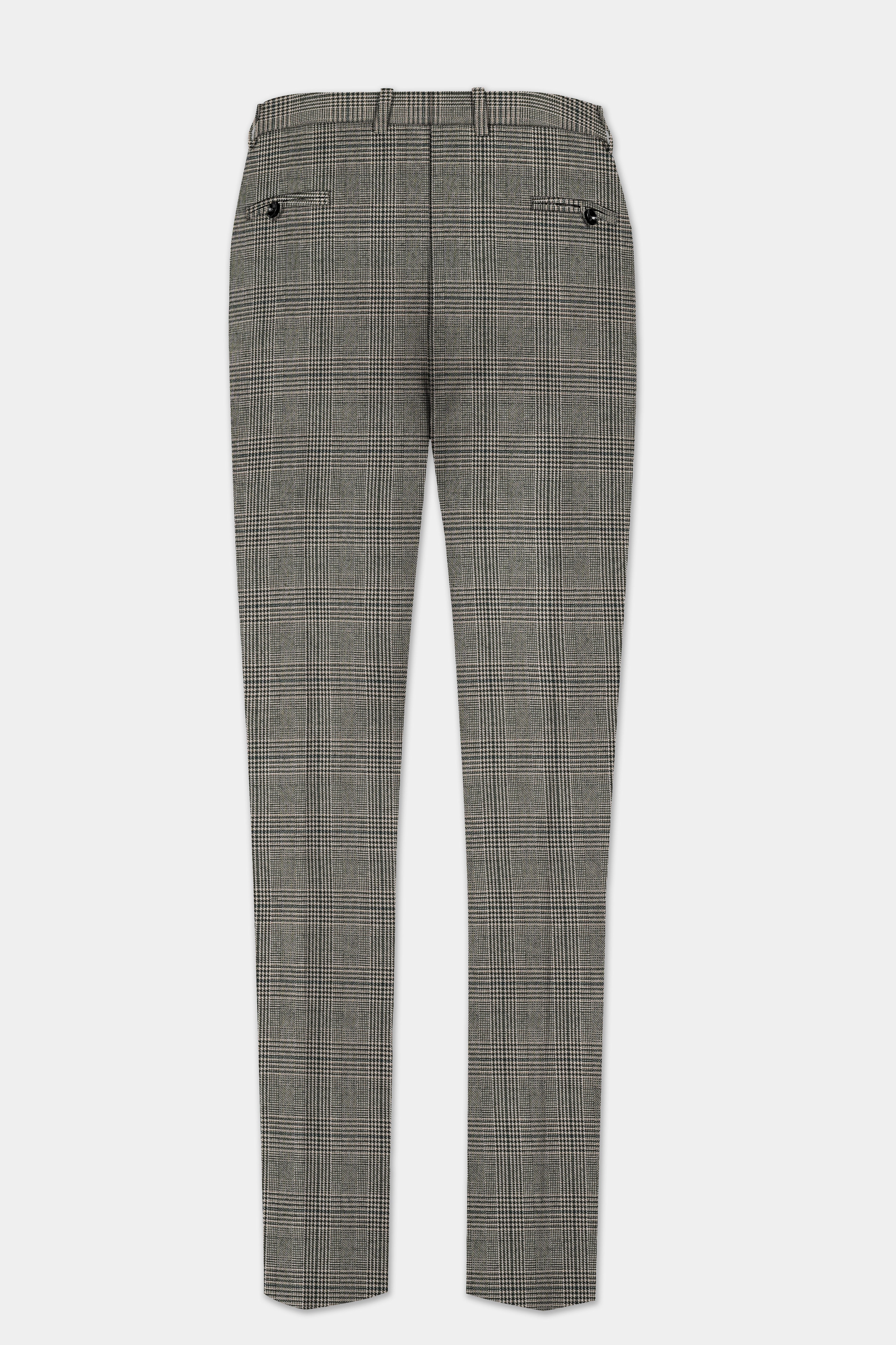 Spicy Brown Plaid Tweed Stretchable Waistband Pant