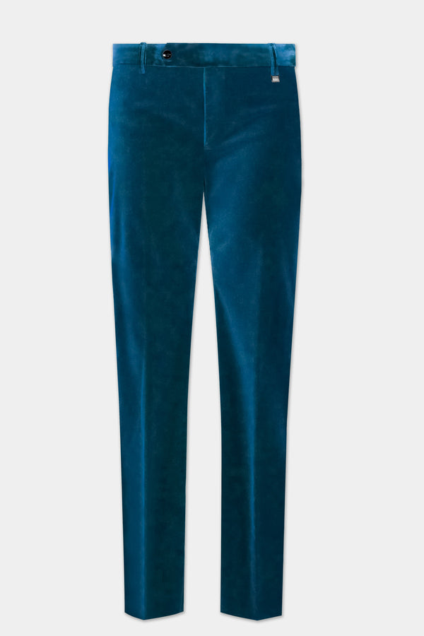 Azure Regal-Prussian Blue Velvet Pant