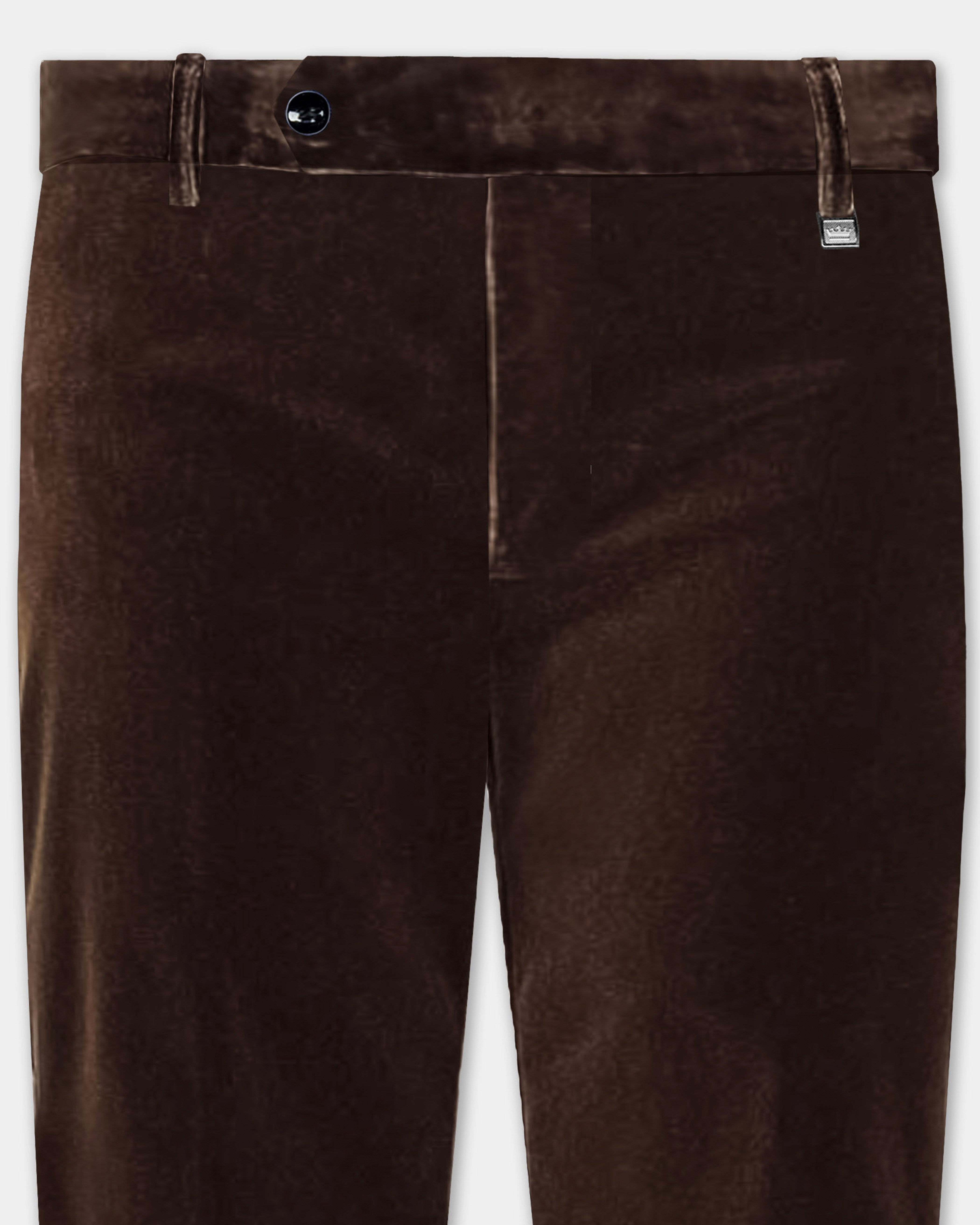 Bronze Eclipse-Brown Textured Premium Velvet Pant For Men.