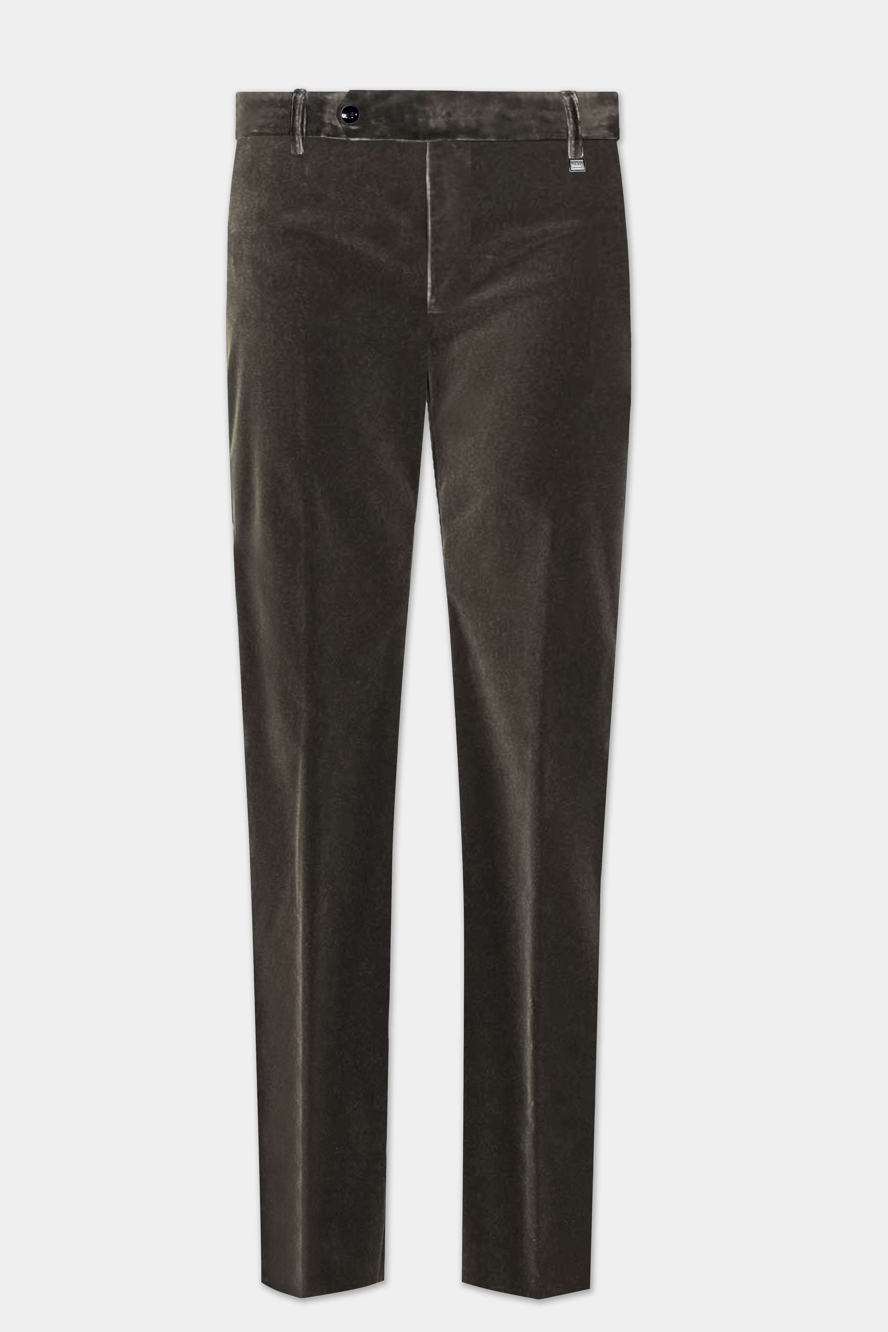 Bronze Elegance-Bistre Brown Velvet Pant