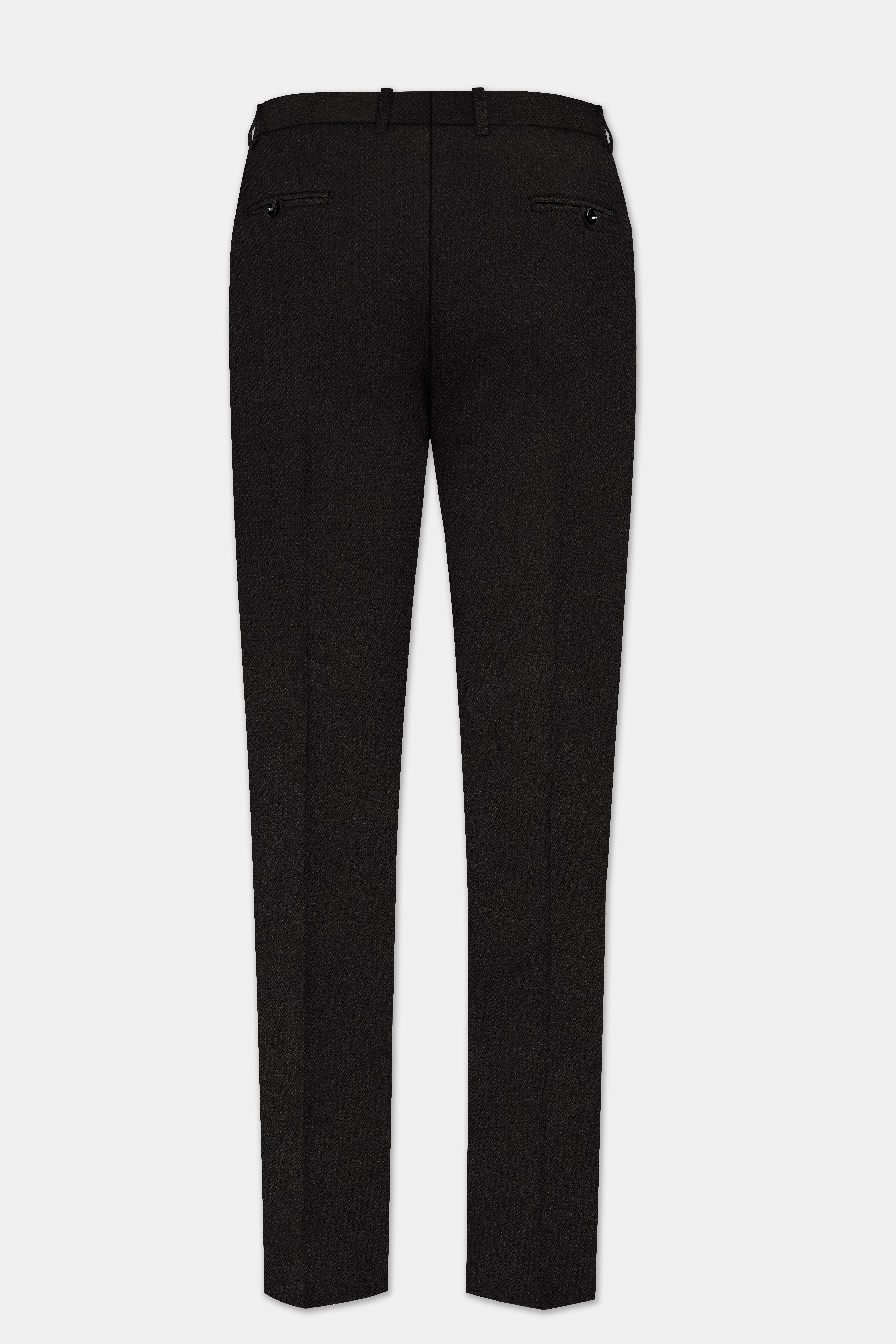 NoirFlex-Jade Black 4-Way Stretch Textured Stretchable Waistband Pant