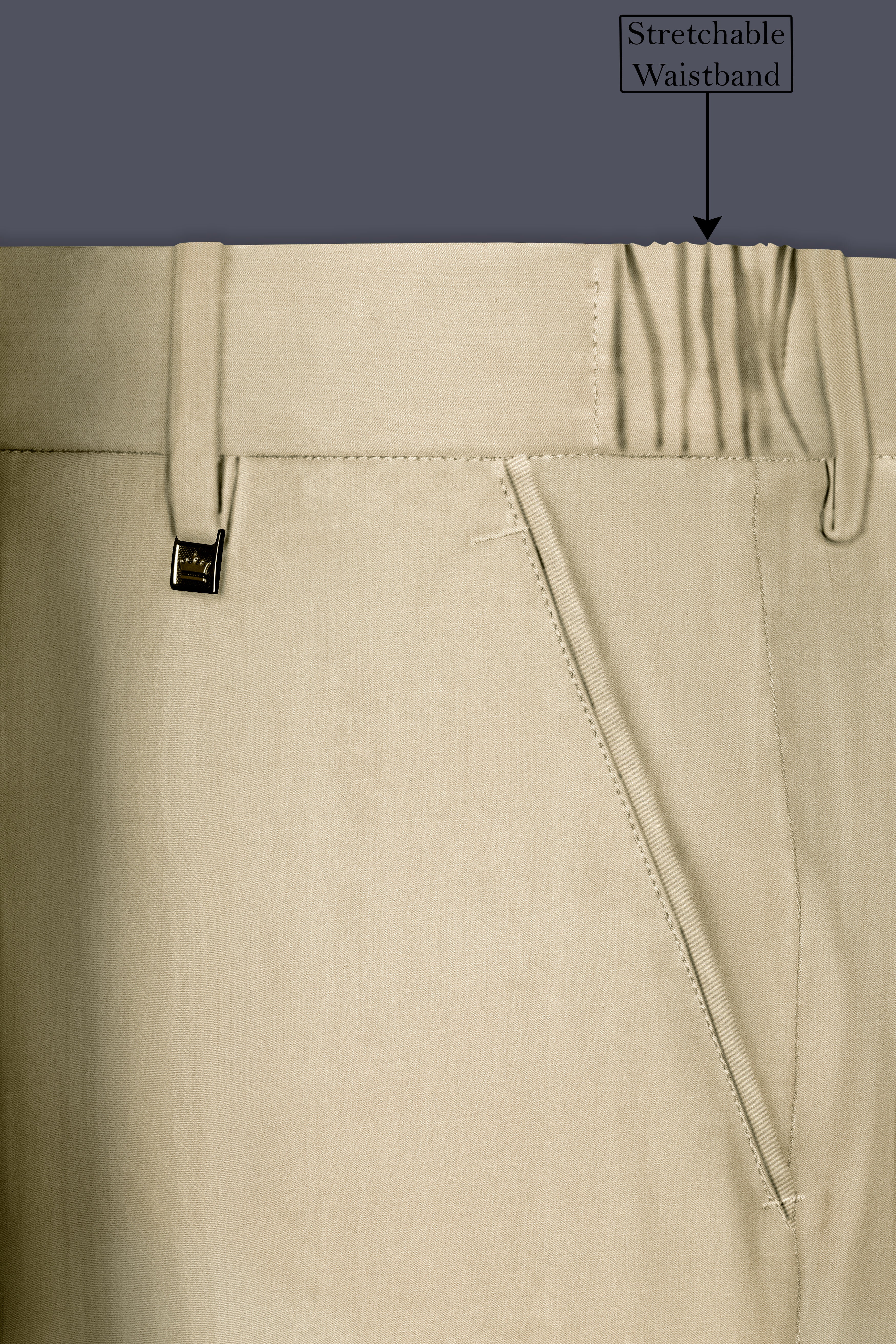 Ecru Classic-Pavlova Cream Solid Wool Rich Stretchable Waistband Pant