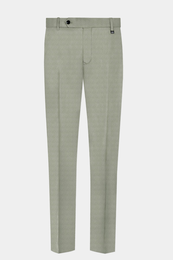 Minted Majesty-Beryl Green Solid Luxurious Linen Stretchable Waistband Pant