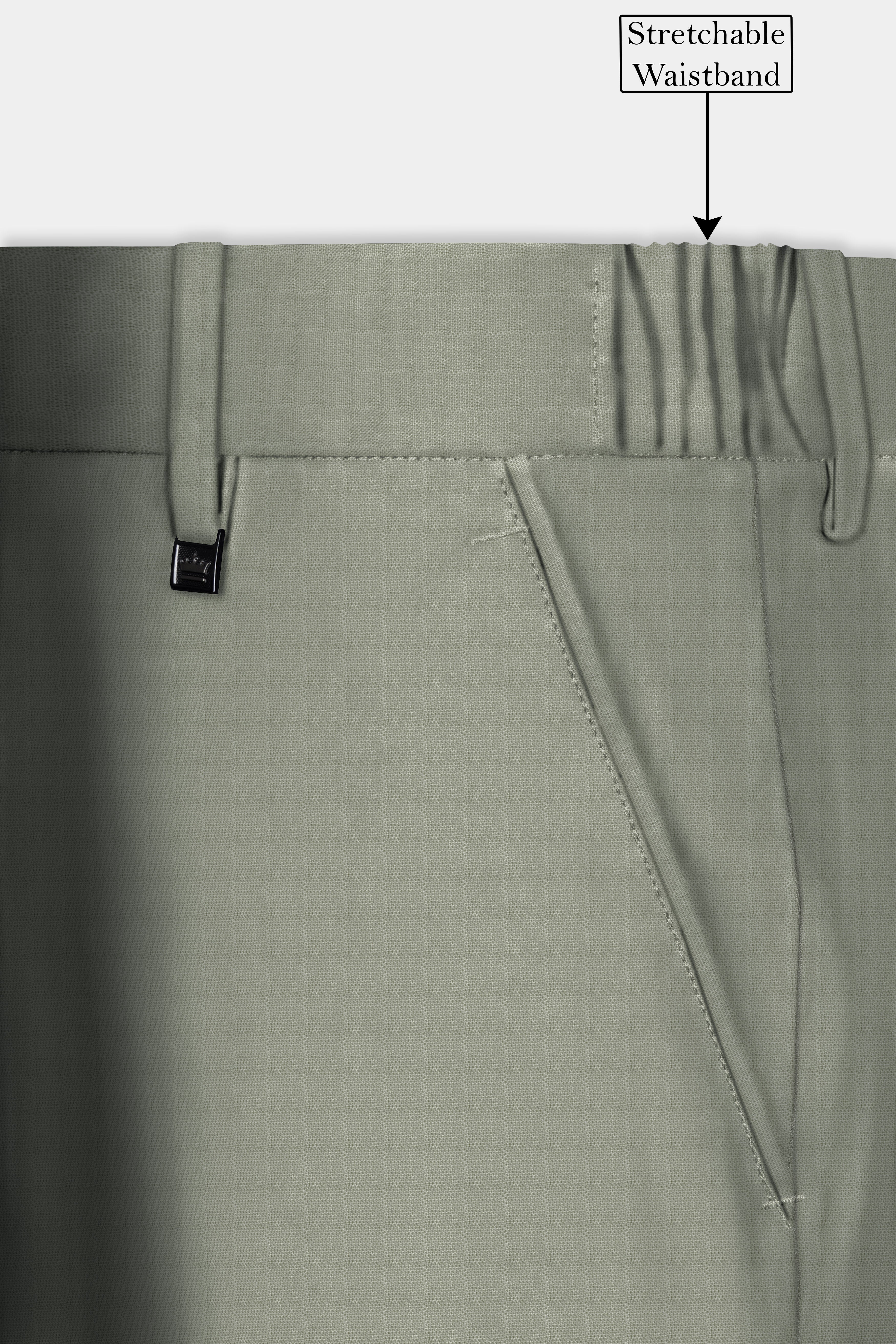 Minted Majesty-Beryl Green Solid Luxurious Linen Stretchable Waistband Pant