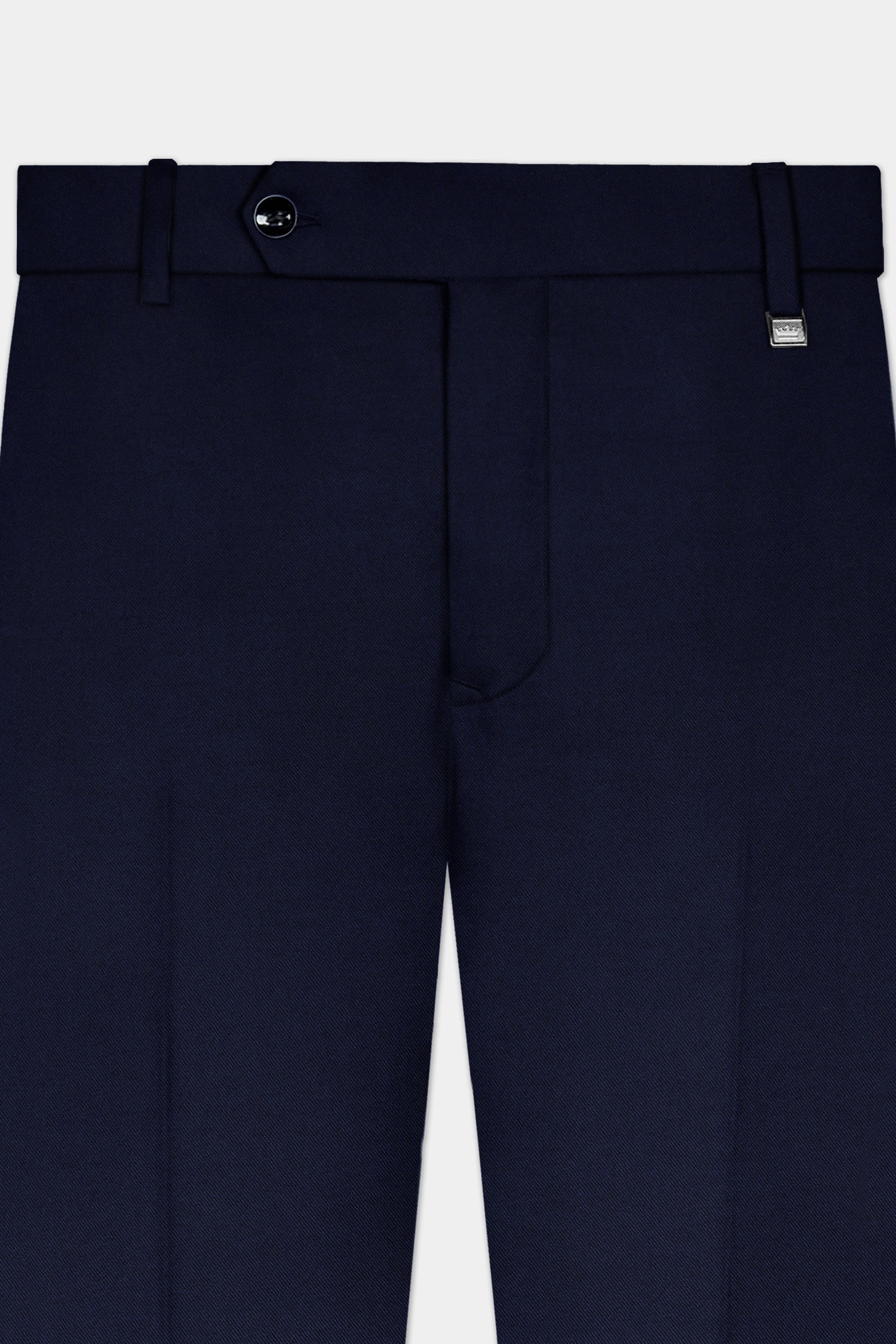 Ashen-Cinder Blue Solid Wool Rich Stretchable Waistband Pant