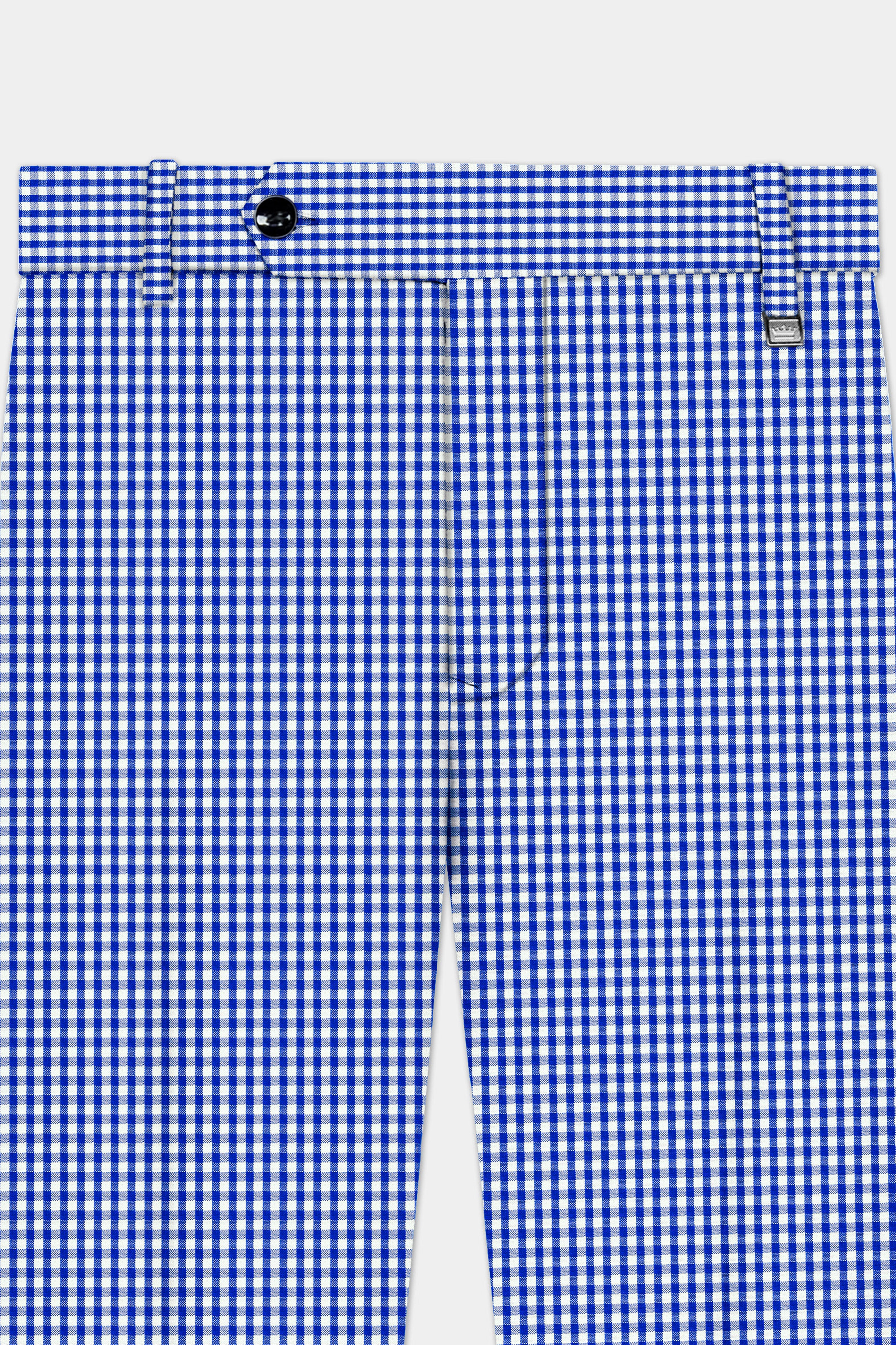 Nautilus-Torea Bay Blue And Bright White Gingham Plaid Cotton Stretchable Waistband Pant